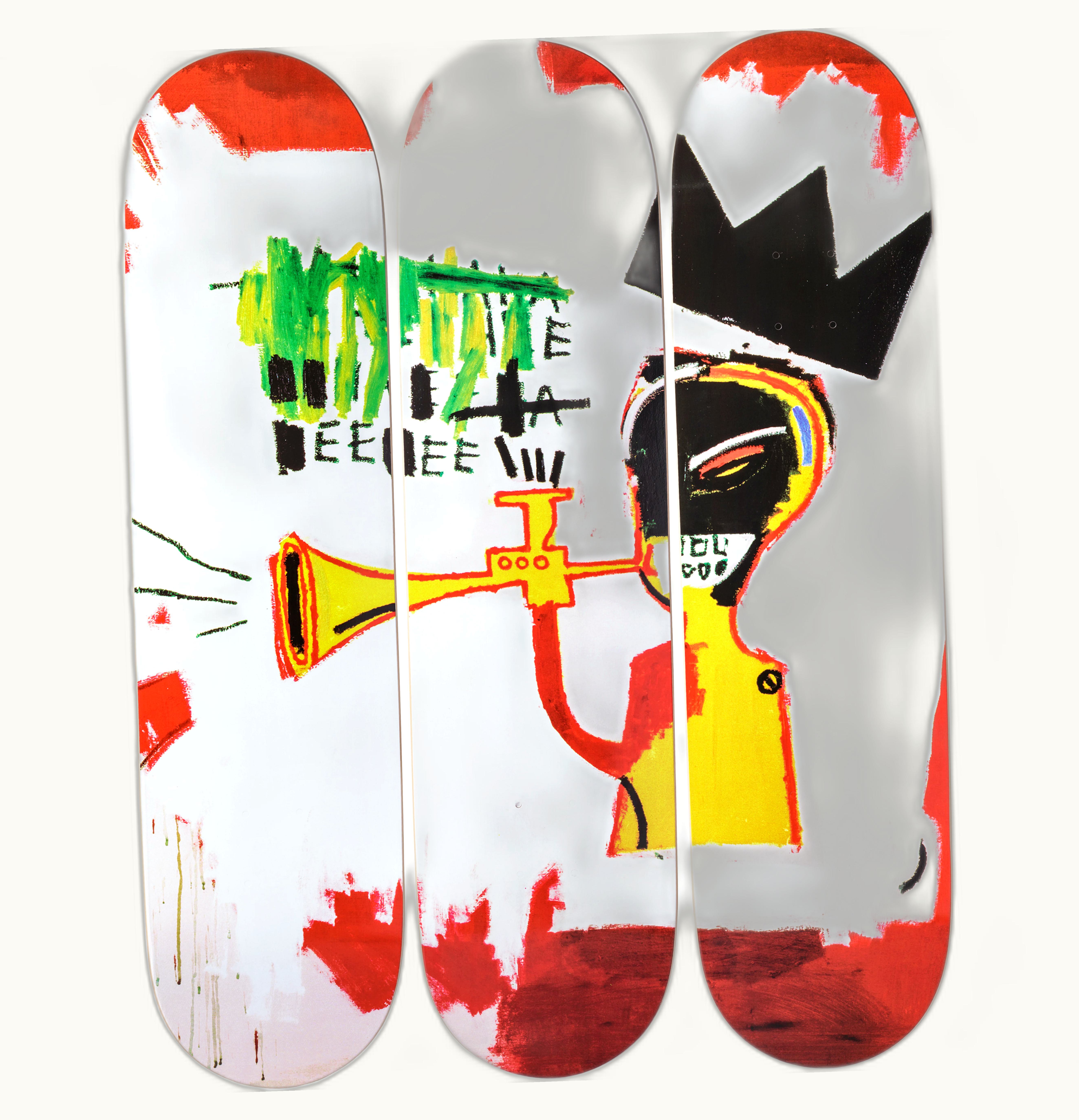 The Skateroom The Skateroom Jean Michel Basquiat Trumpet Skate Deck Set White Red
