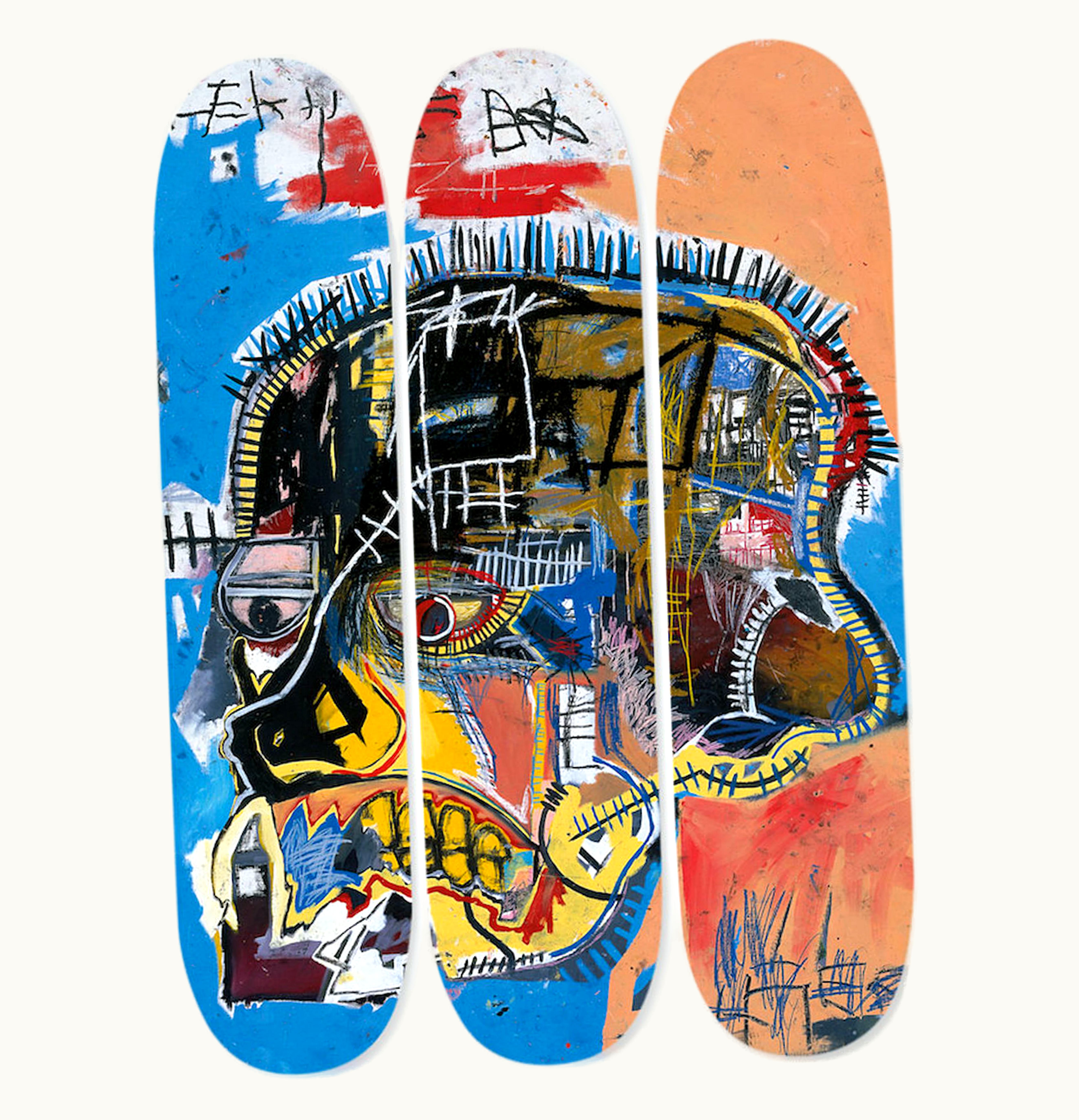 Jean-Michel Basquiat Jean Michel Basquiat Skull Triptych Skateboard Deck Set Multi