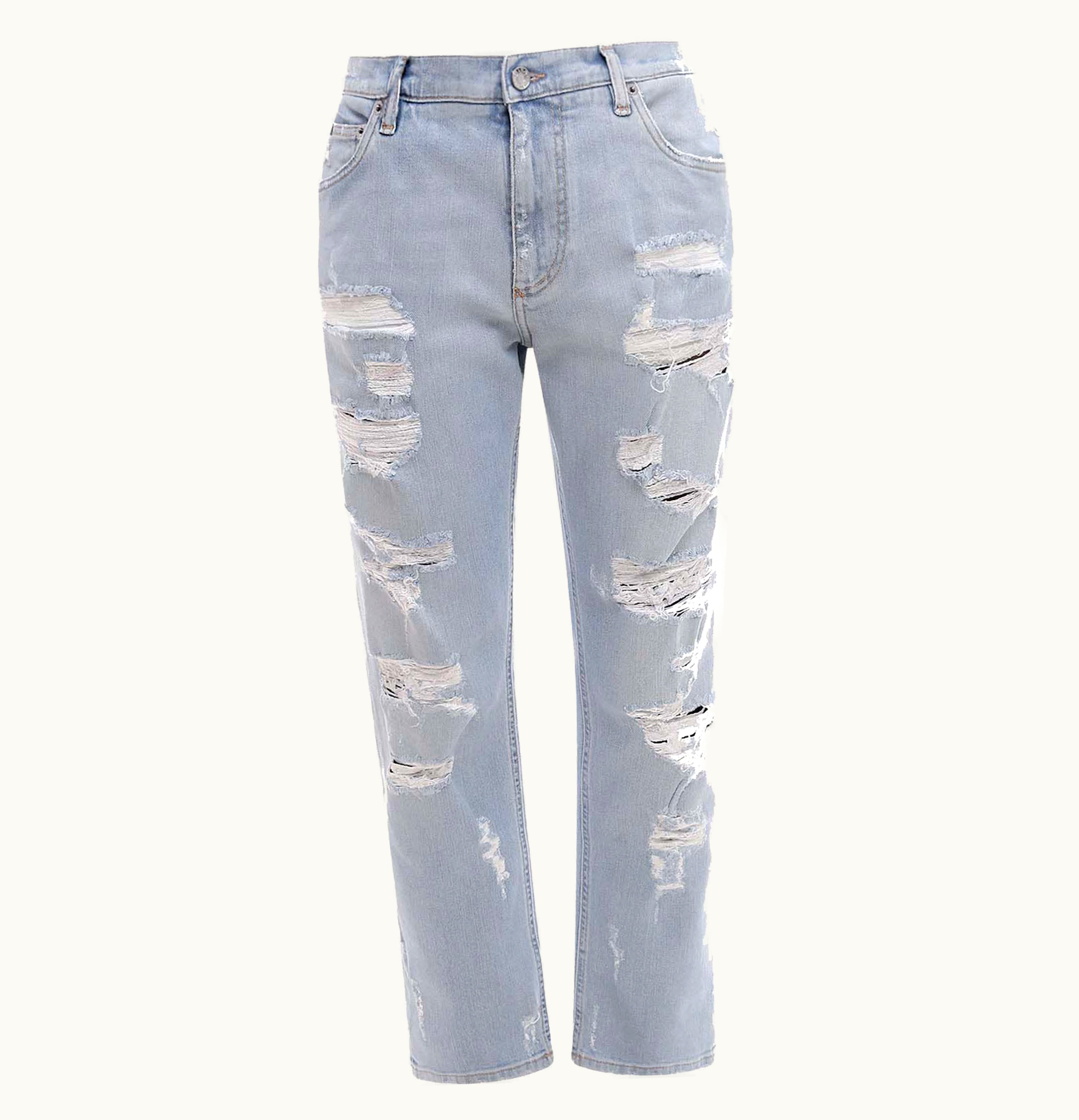 Dolce & Gabbana Dolce Gabbana Man Stretch Cotton Ripped Effect Jeans Light Wash Blue