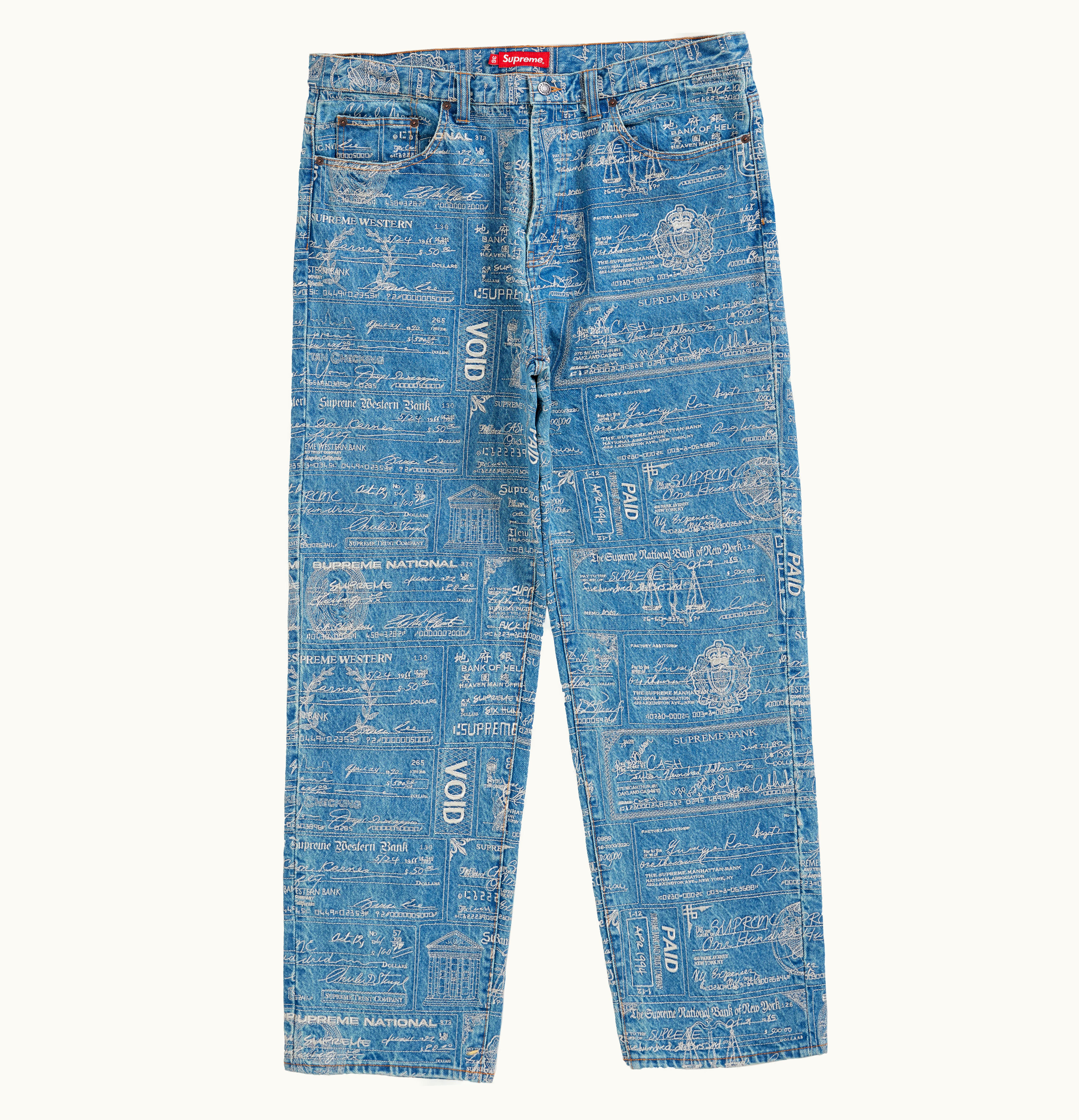 Supreme Supreme Checks Embroidered Jean Blue