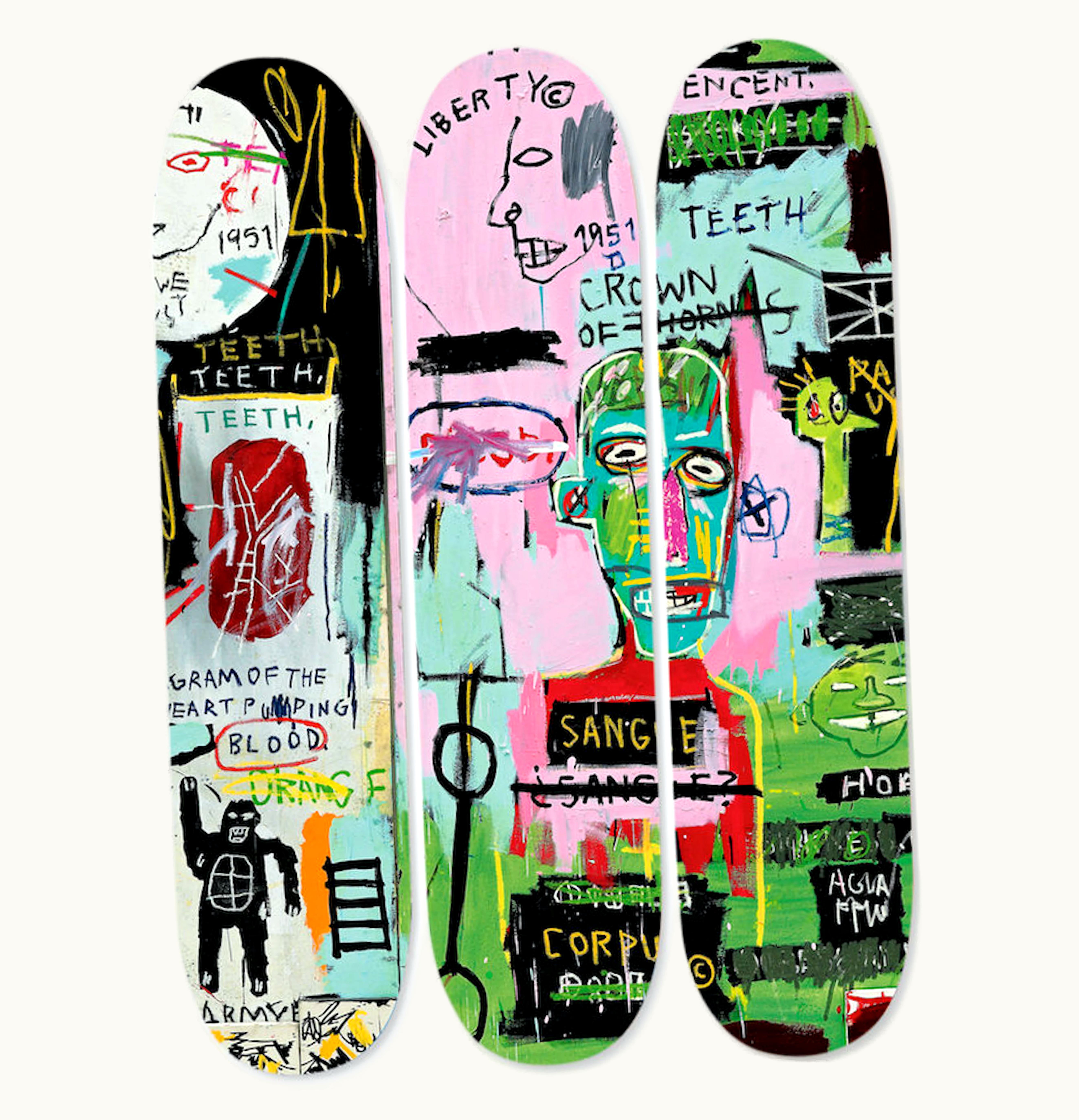 Jean-Michel Basquiat Jean Michel Basquiat In Italian Triptych Skateboard Deck Set Multi