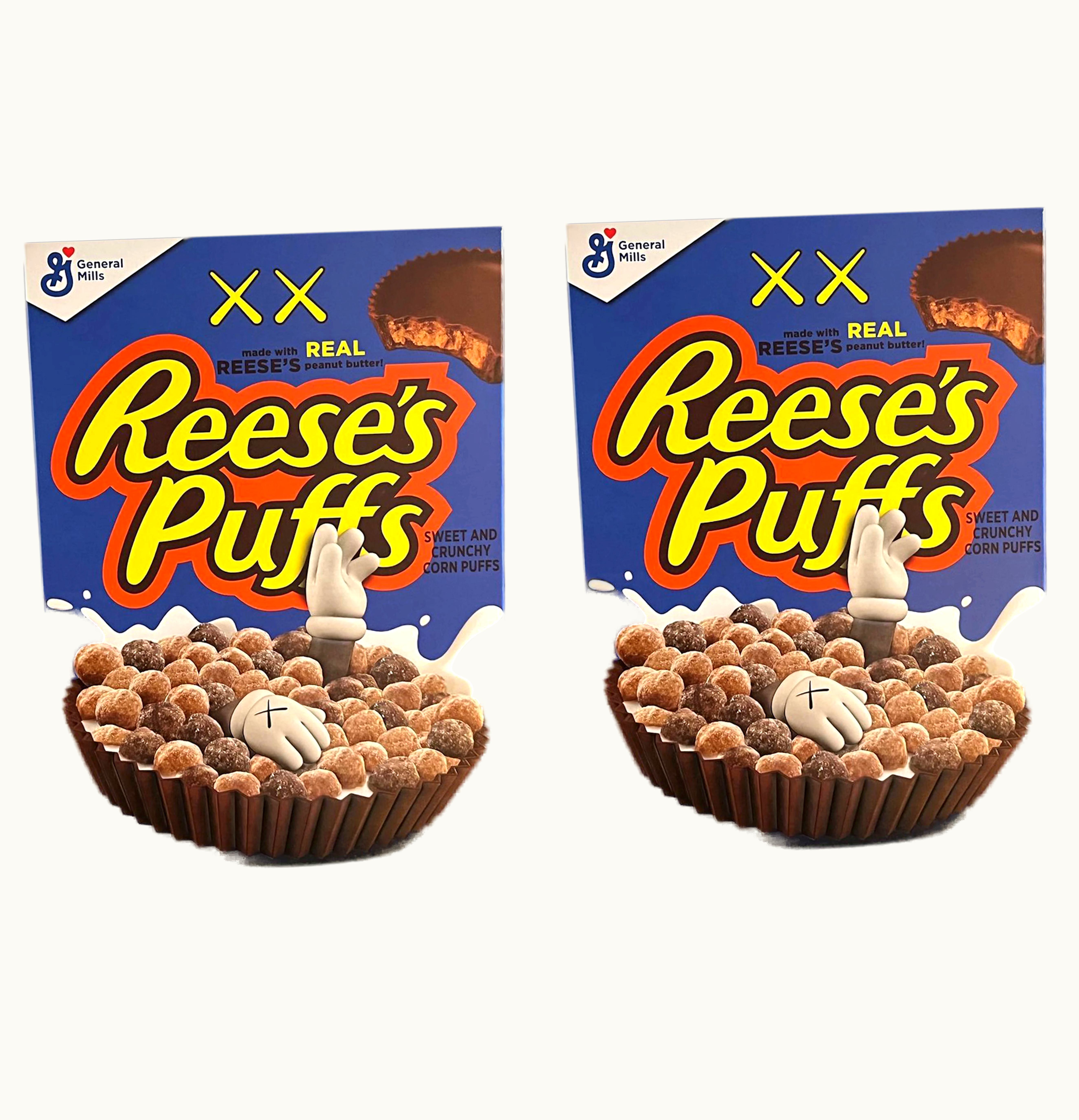KAWS KAWS x Reeses Puffs Limited Edition Cereal 2x Lot Not Fit For Human Consumption Blue