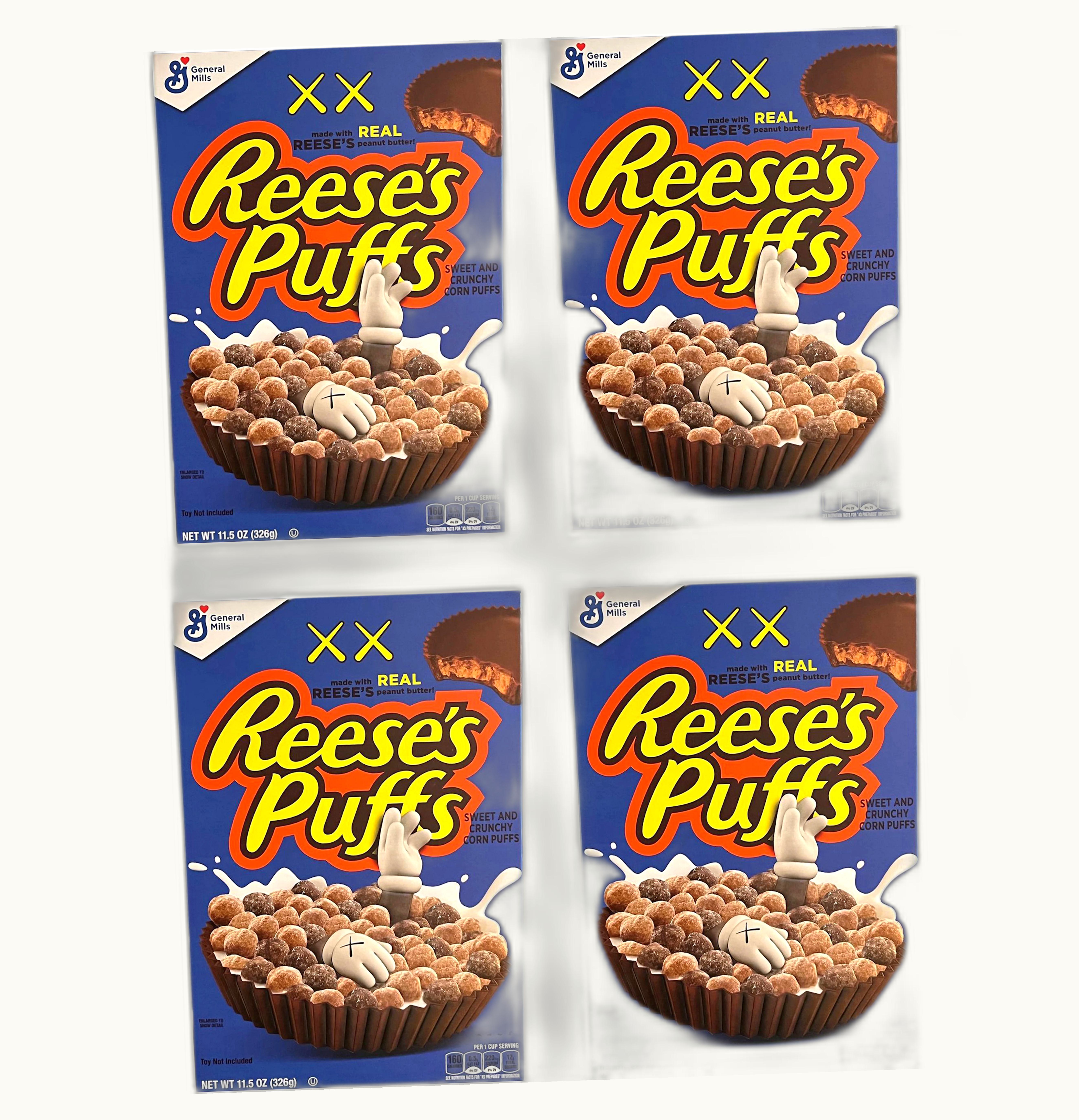 KAWS KAWS x Reeses Puffs Limited Edition Cereal 4x Lot Not Fit For Human Consumption Blue