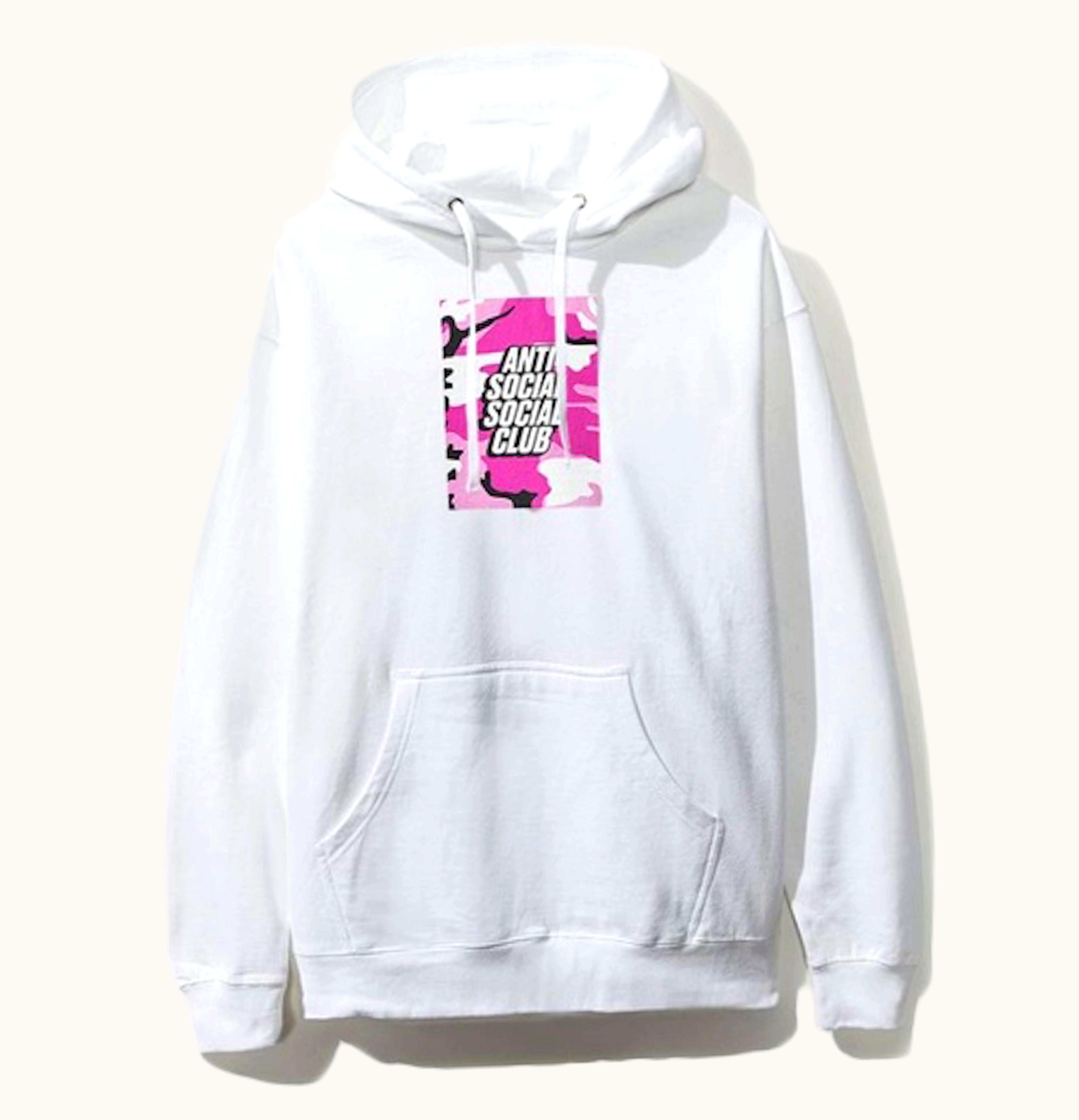 Anti Social Social Club Anti Social Social Club Pink Box Logo Hoodie White