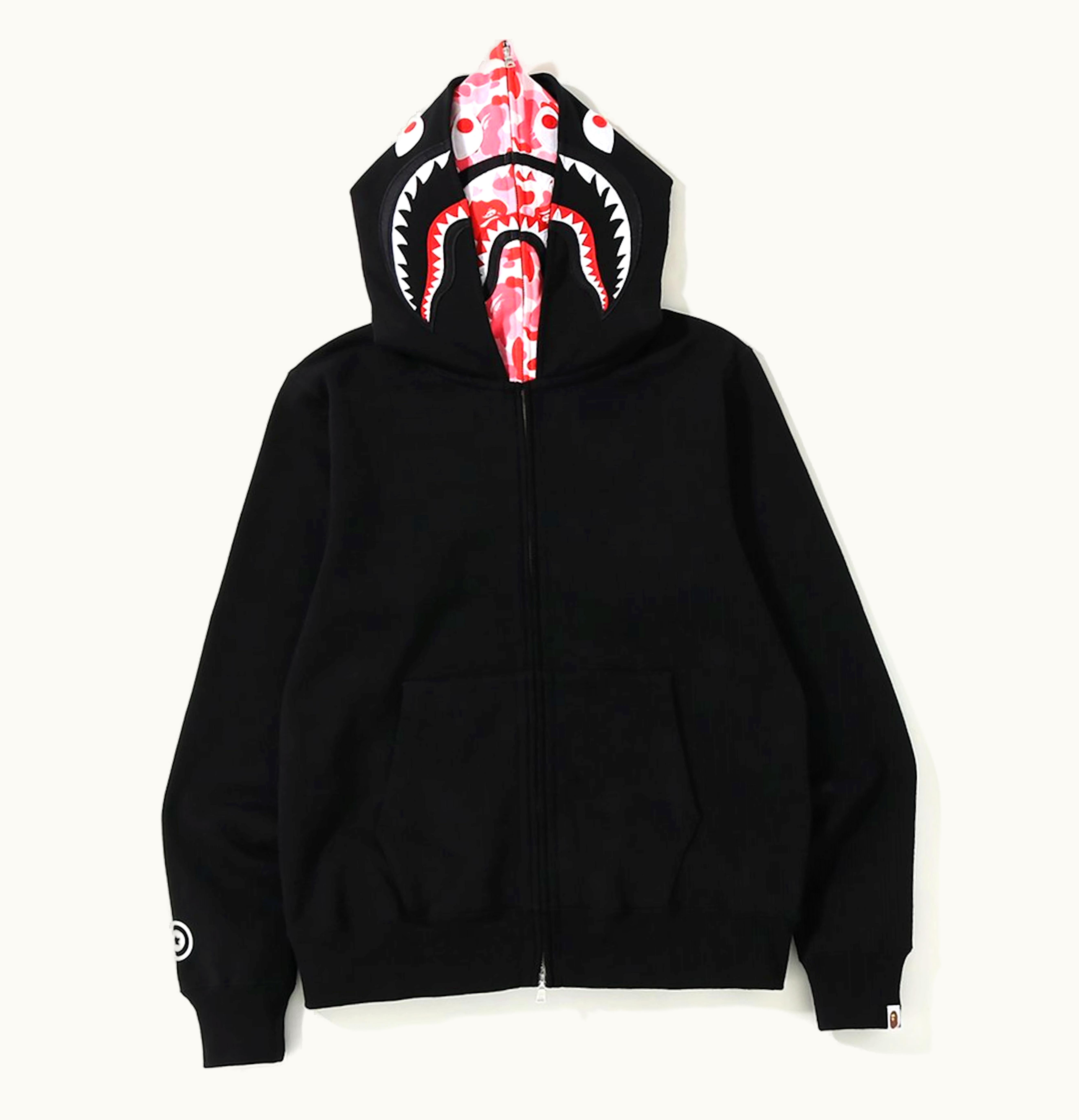 BAPE BAPE ABC Shark Full Zip Double Hoodie Black Pink