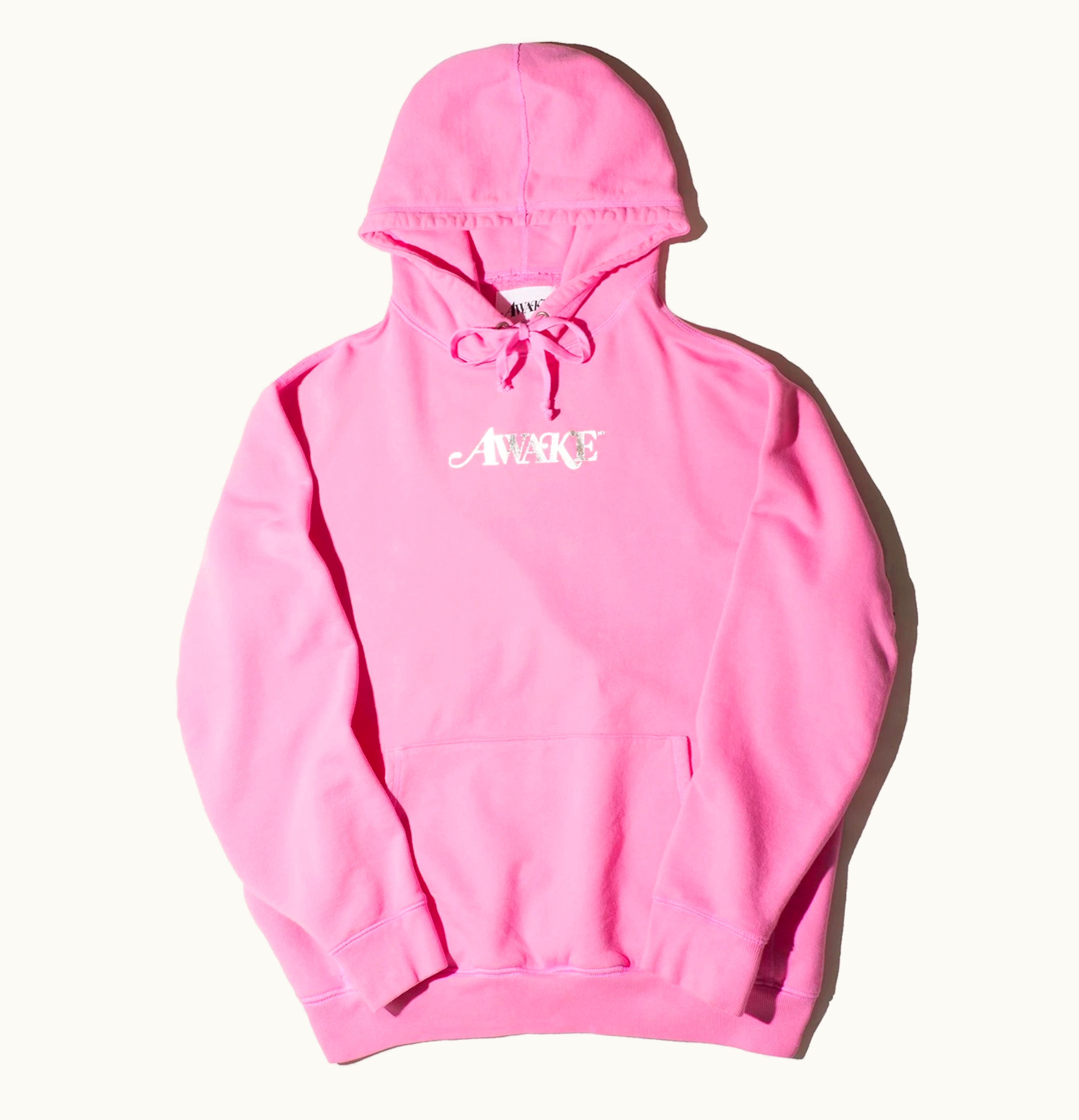 Awake Awake Metallic Foil Logo Hoodie Pink
