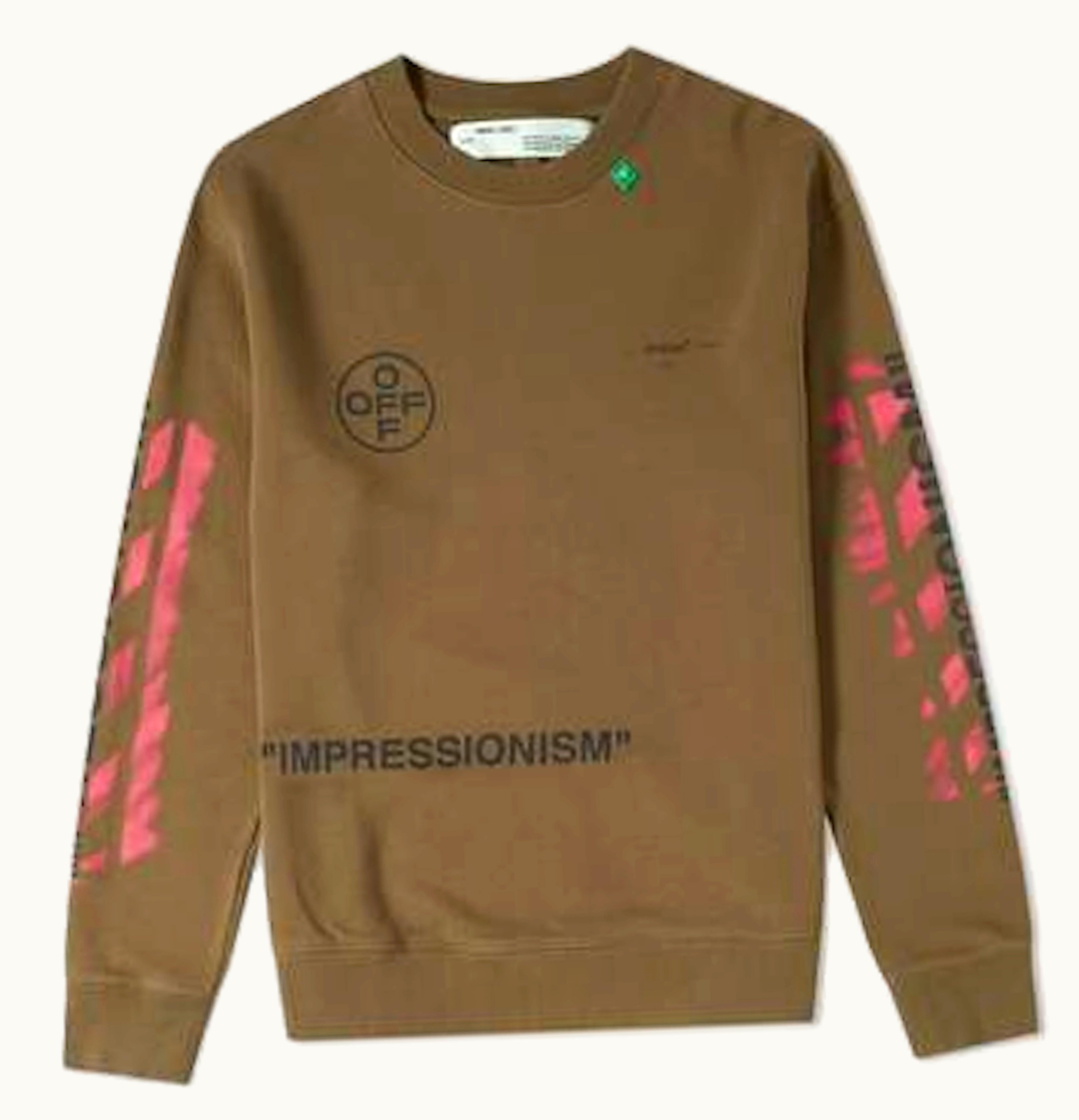 OFF-WHITE OFF WHITE Impressionism Diag Stencil Sweatshirt Army Green Pink Black