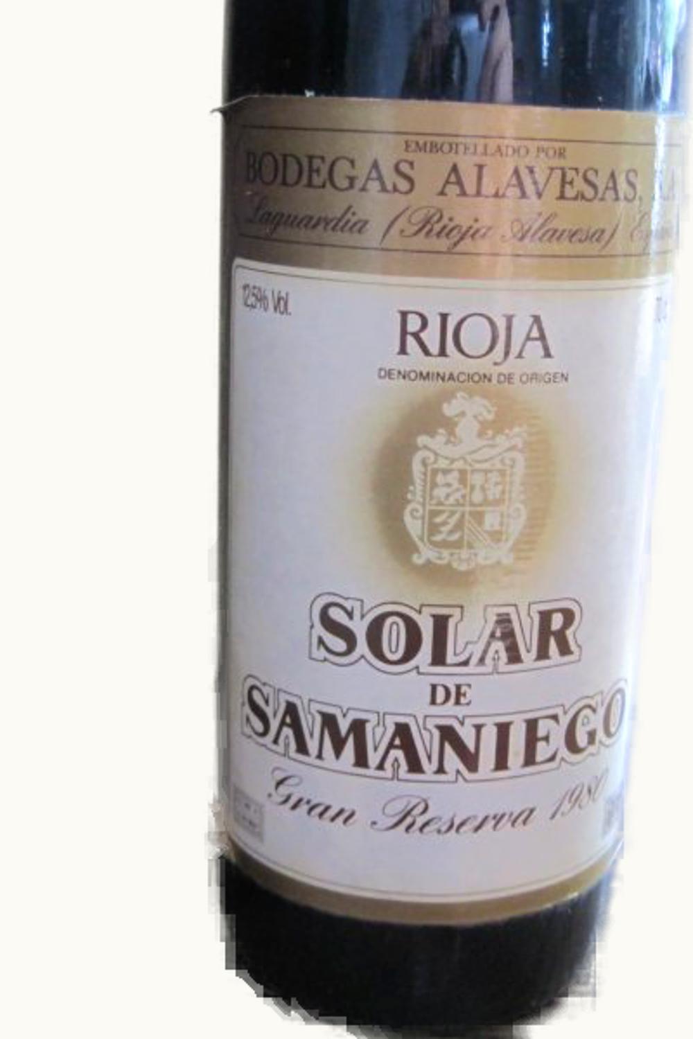 Solar de Samaniego Gran Reserva D.O.Ca. Rioja Alavesa, 1980