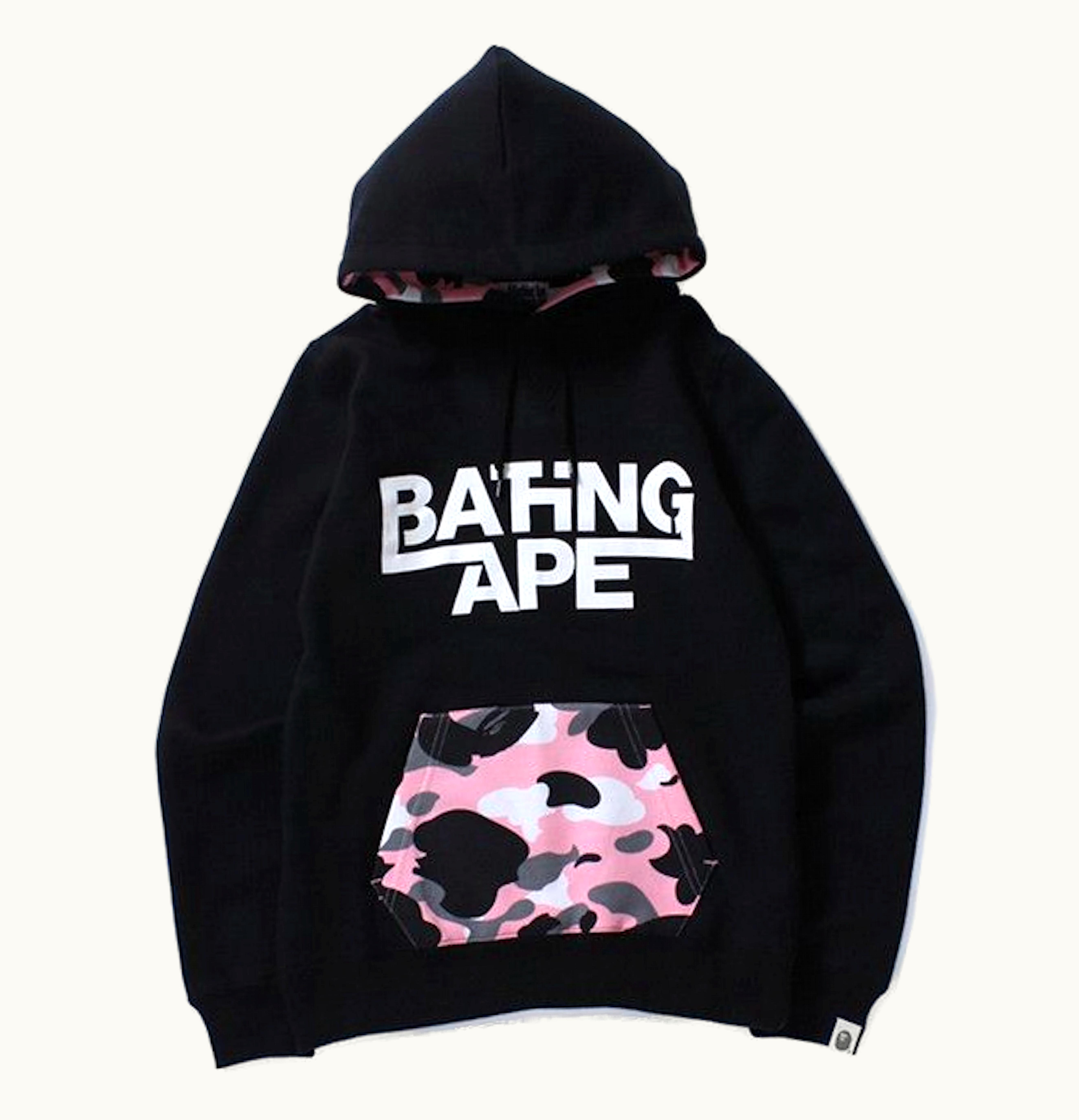 BAPE BAPE Ladies Warm Up Camo Pullover Hoodie Black Pink