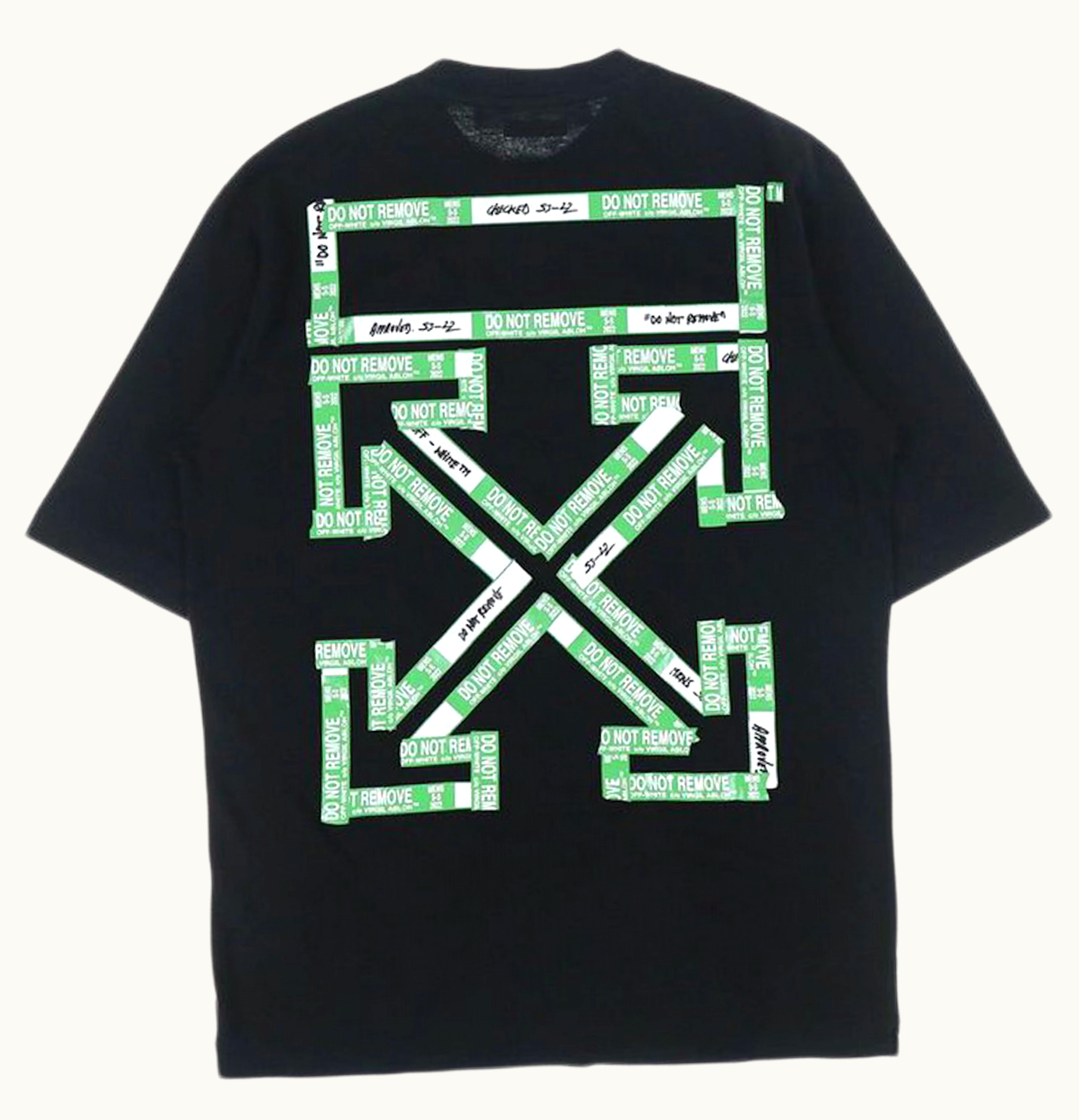 OFF-WHITE OFF WHITE Tape Arrows PKT Skate T Shirt Black Green Fluo