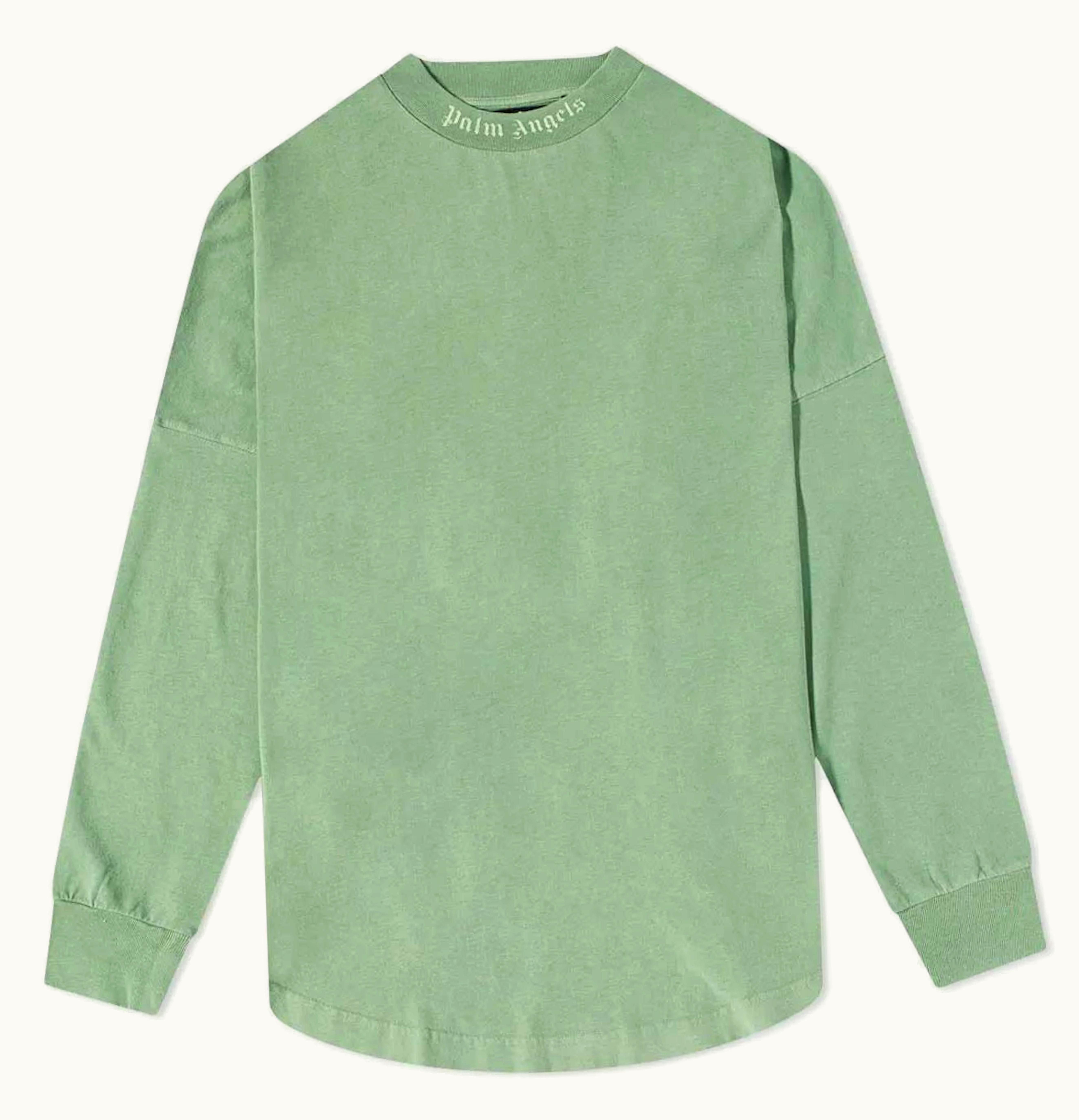 Palm Angels Palm Angels L S Garment Dyed Logo T shirt Green