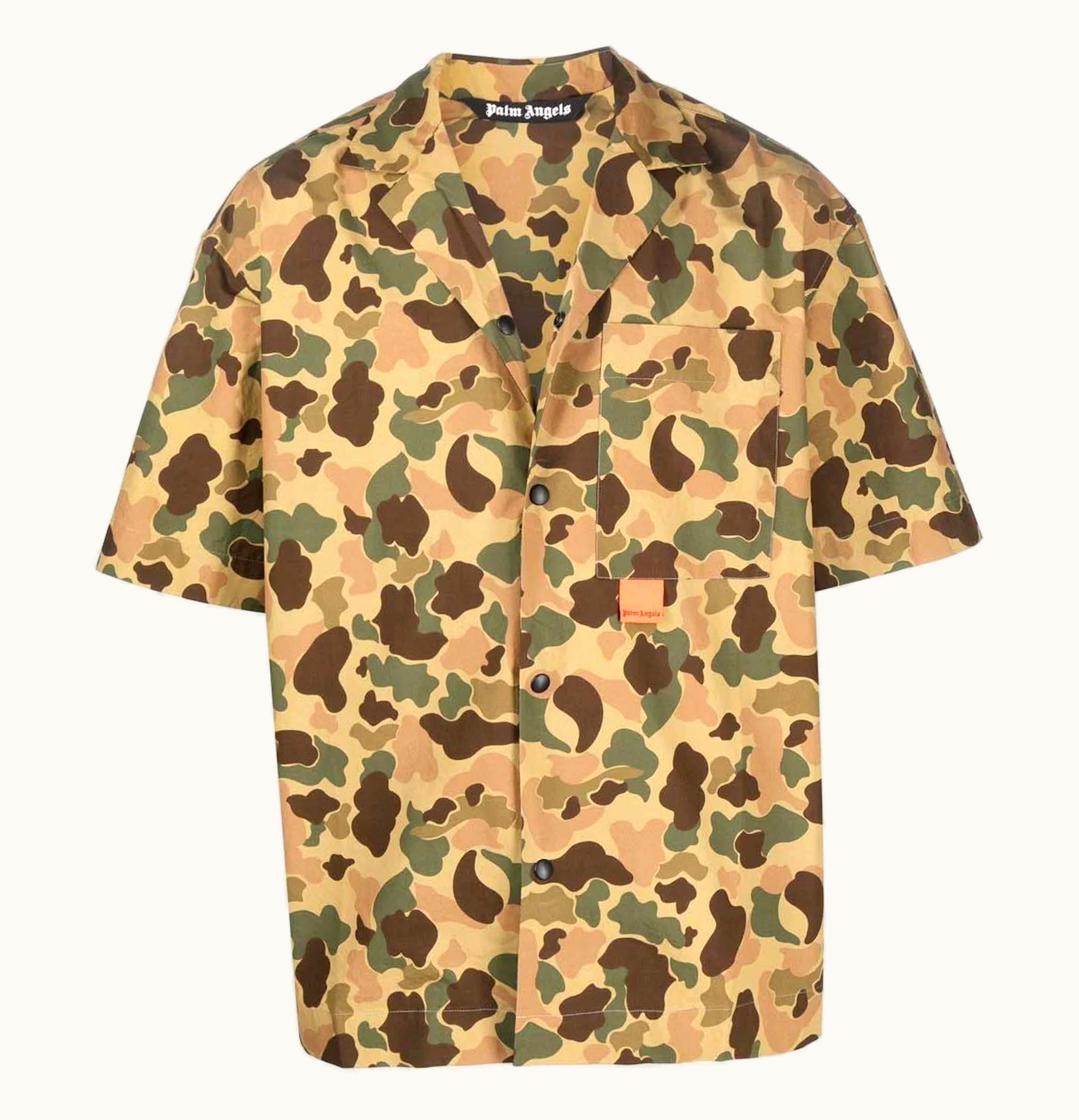 Palm Angels Palm Angels Camouflage Print Short Sleeve Shirt Green