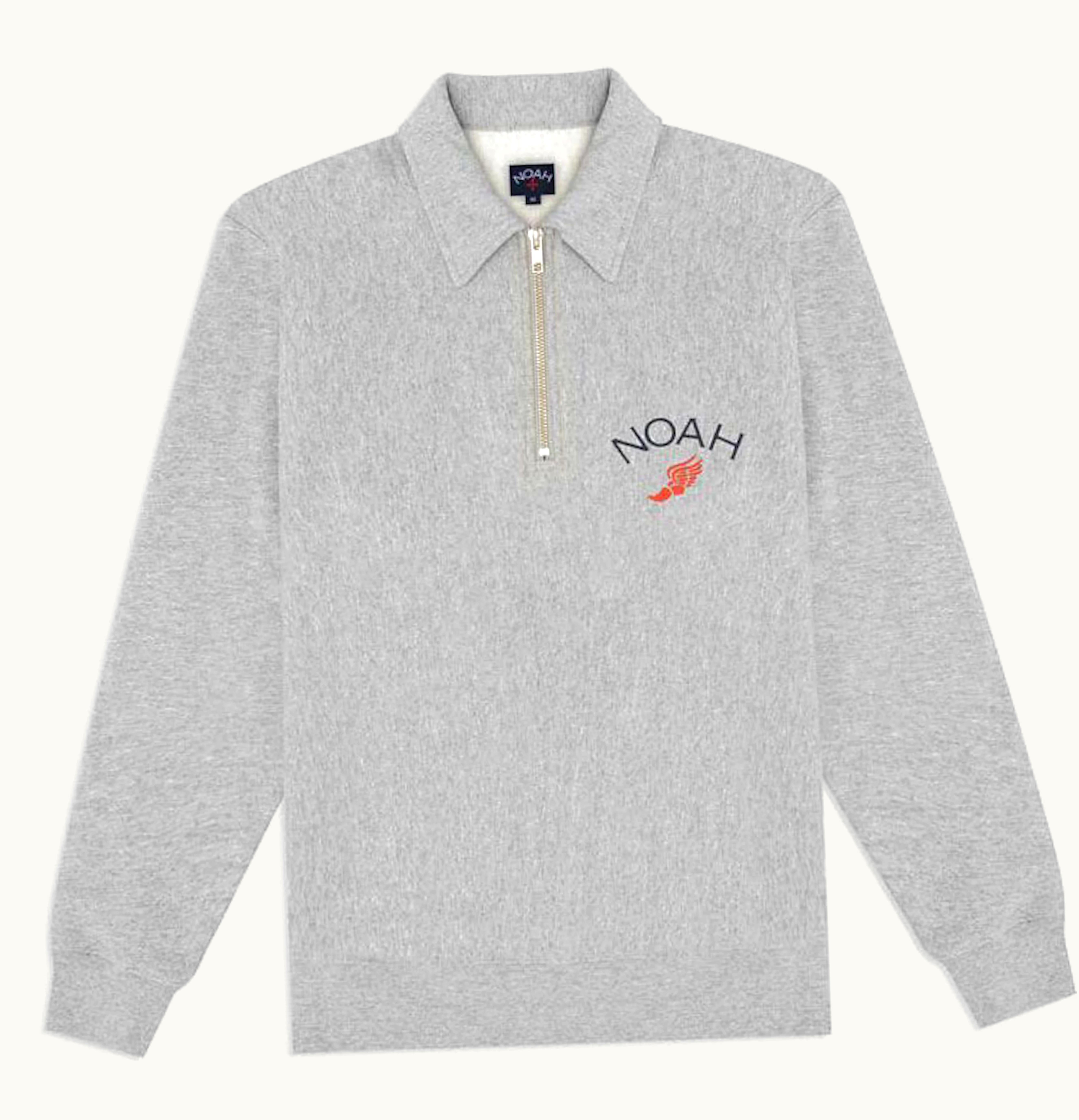 NOAH Noah Winged Foot Zip Pull Over Sweatshirt Heather Grey