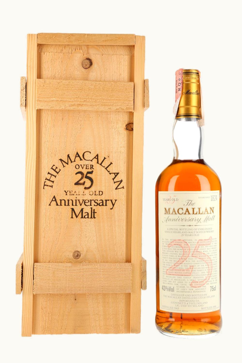 The Macallan Anniversary Malt 25 Year Old Single Malt Scotch Whisky, 1965