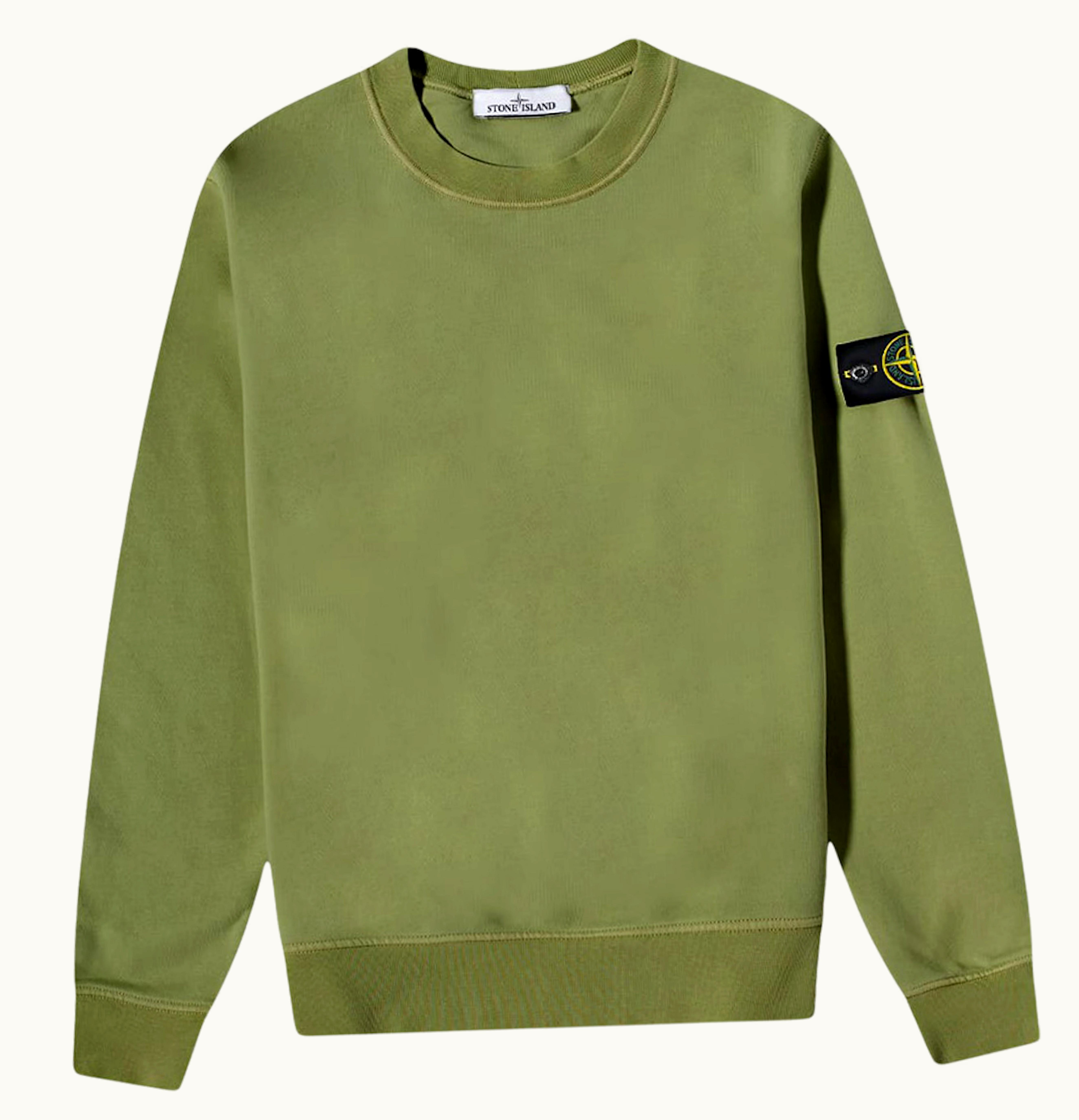 Stone Island Stone Island 75156 Garment Dyed Cotton Crewneck Sweatshirt Olive