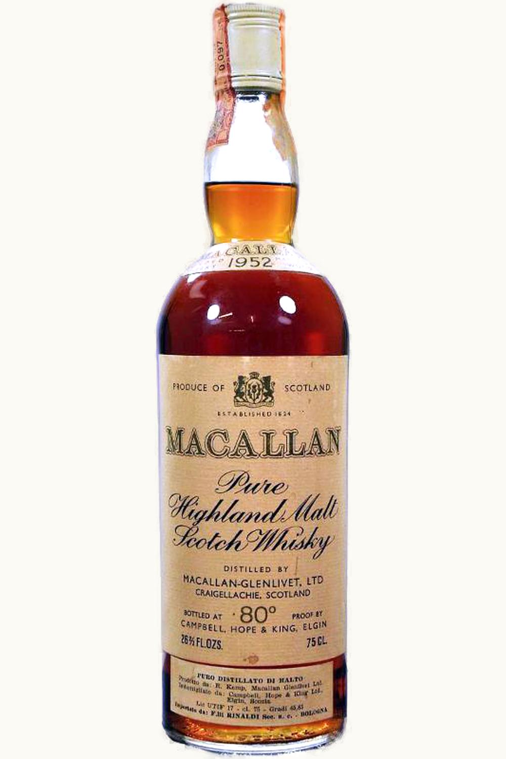The Macallan The Macallan Vintage Pure Malt Scotch Whisky, Highlands, Scotland, 1952