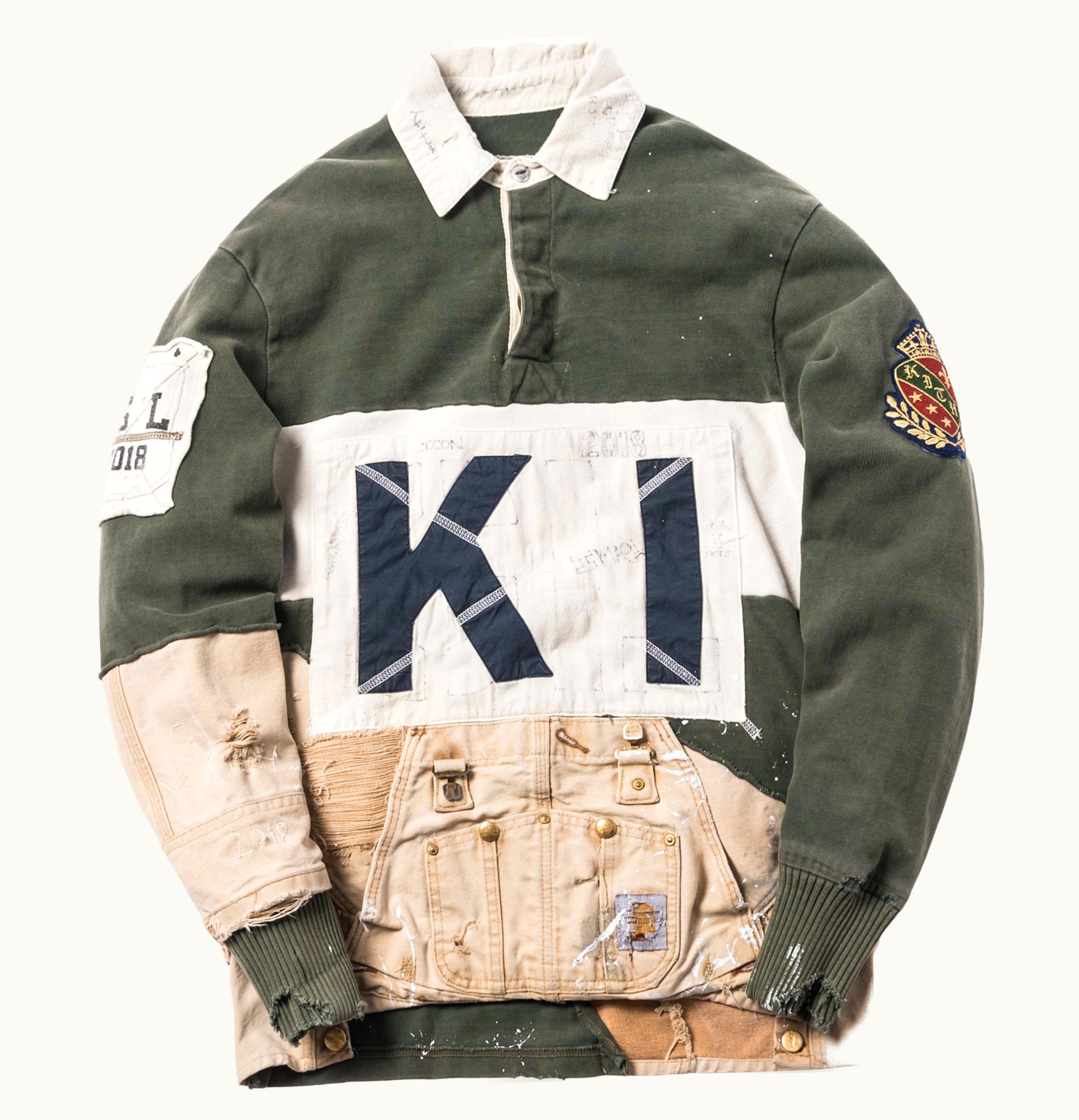 Kith Kith x Greg Lauren 50 50 Rugby Shirt Olive Sand