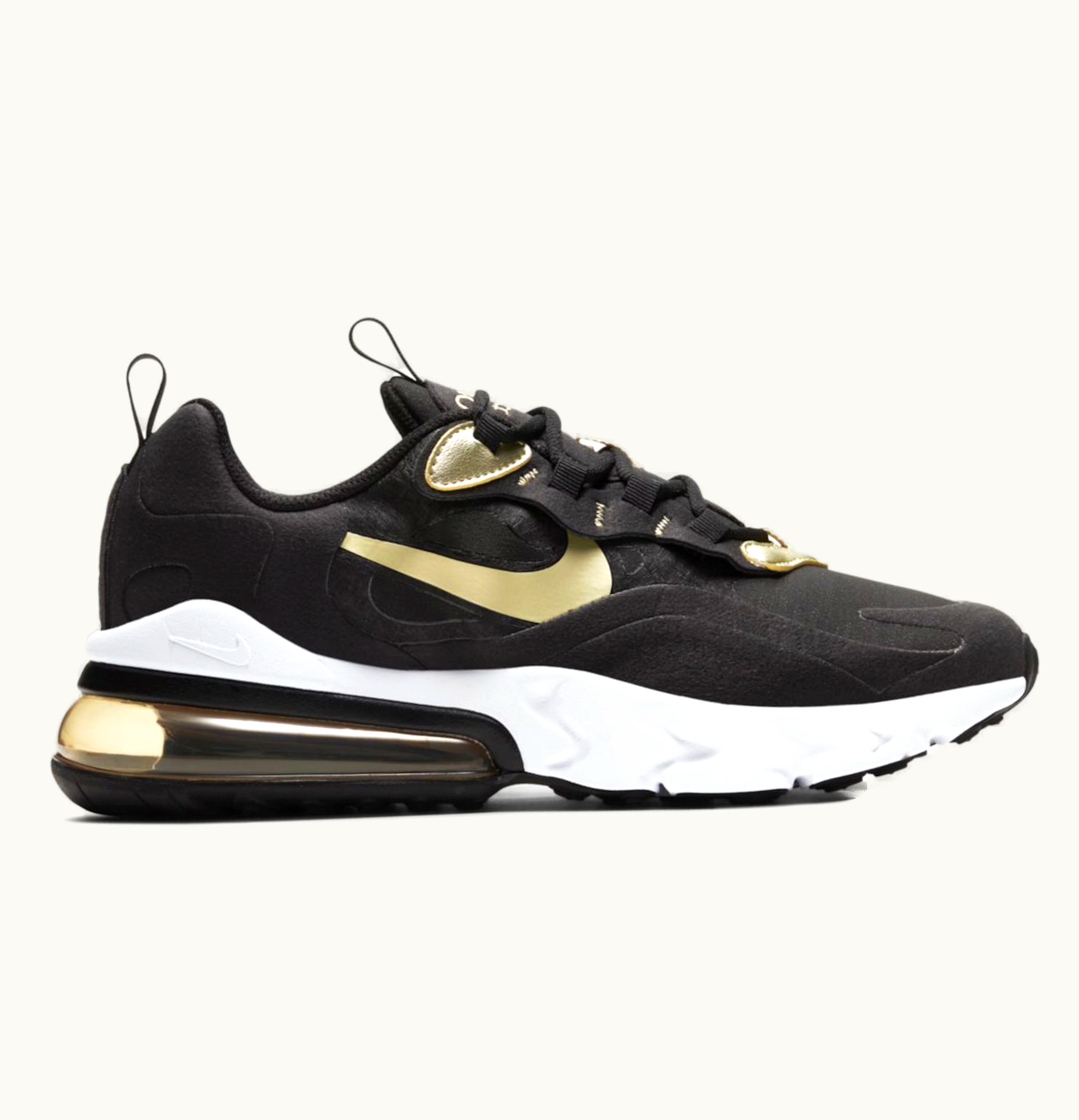 Nike Nike Air Max 270 React Black Metallic Gold Star GS