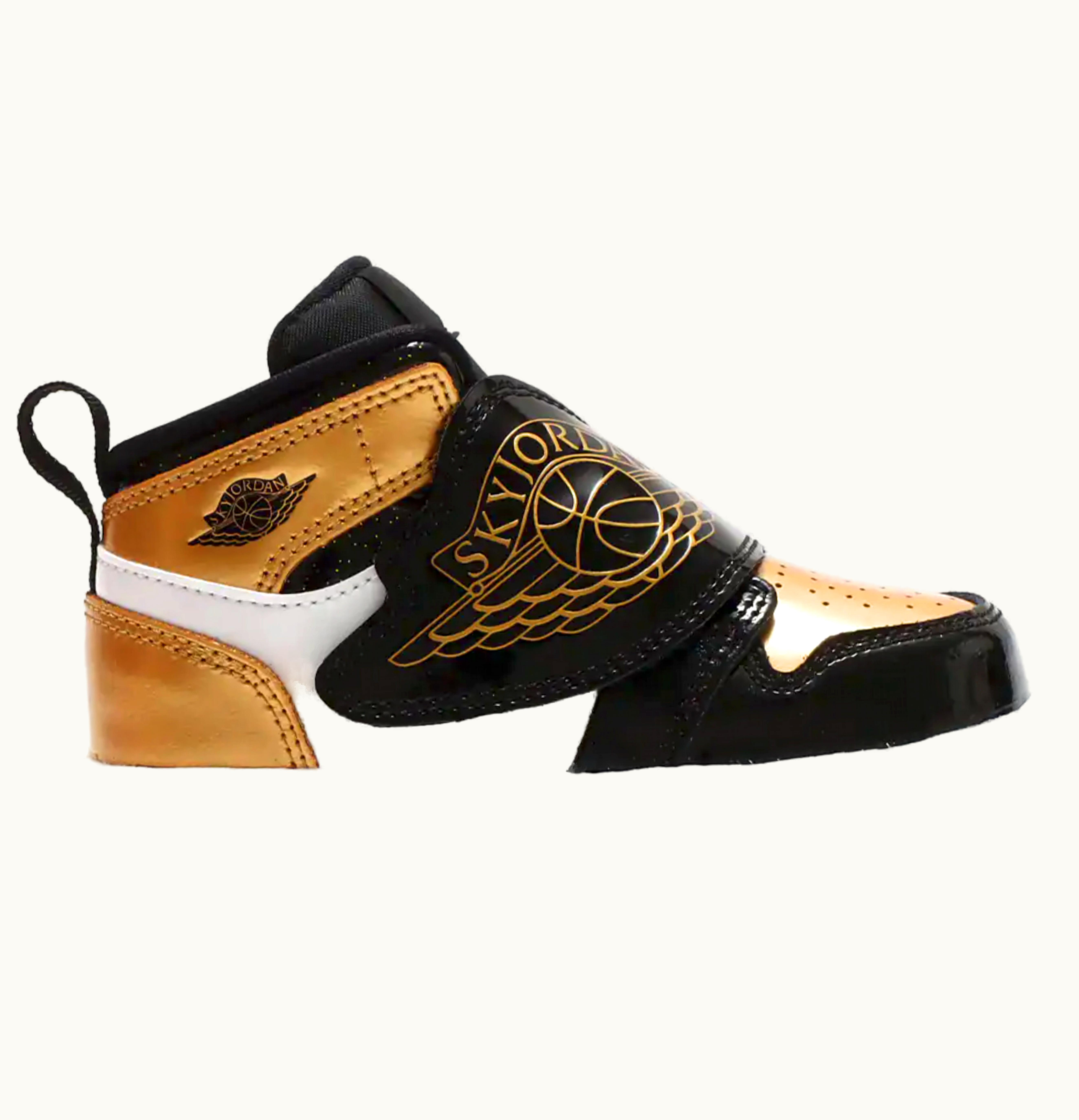 Jordan Sky Air Jordan 1 Mid Black Metallic Gold White TD