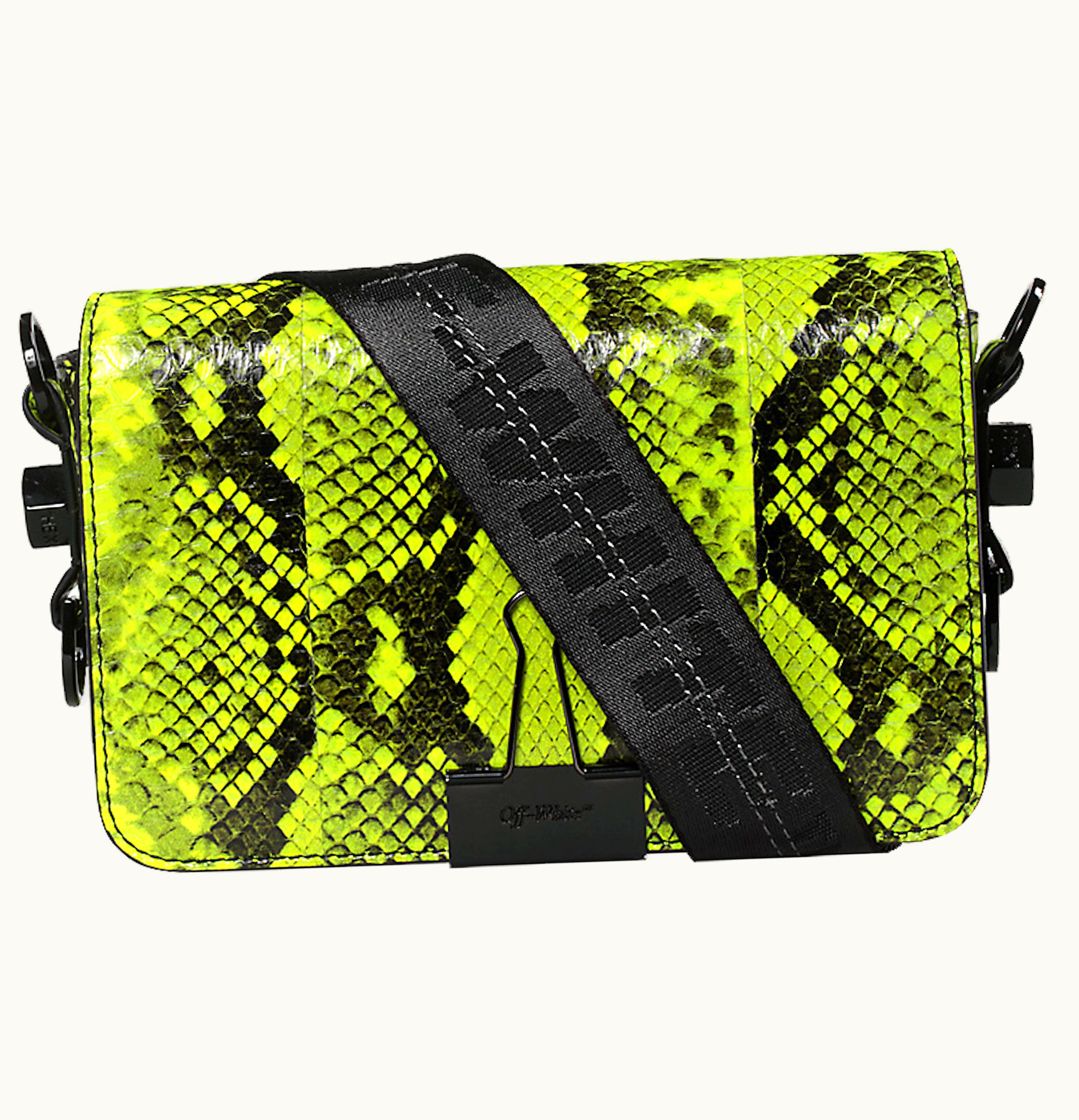 OFF-WHITE OFF WHITE Binder Clip Bag Python Mini Fluo Yellow