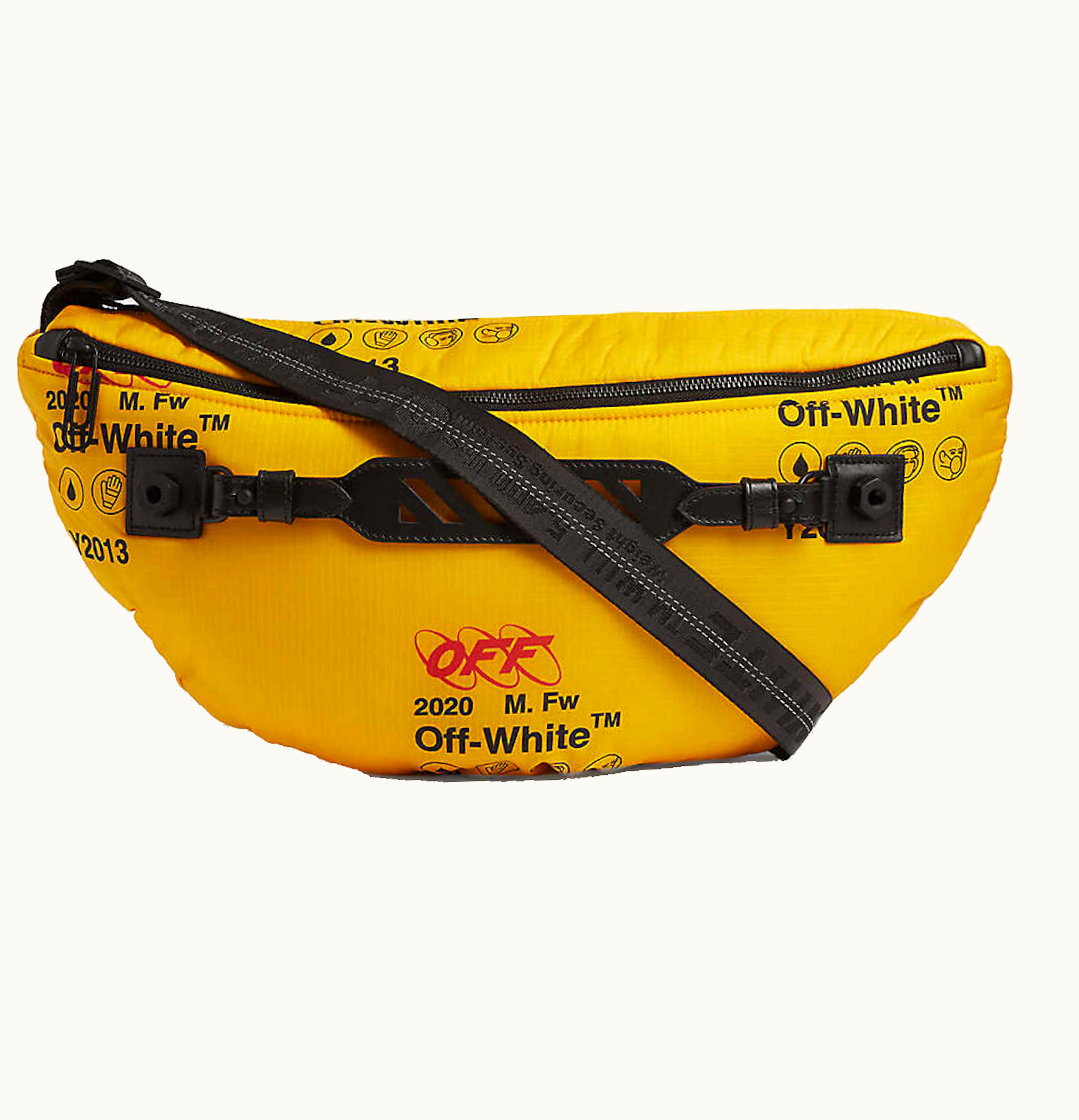 OFF-WHITE OFF WHITE Logo Print Belt Bag Industrial Strap Yellow