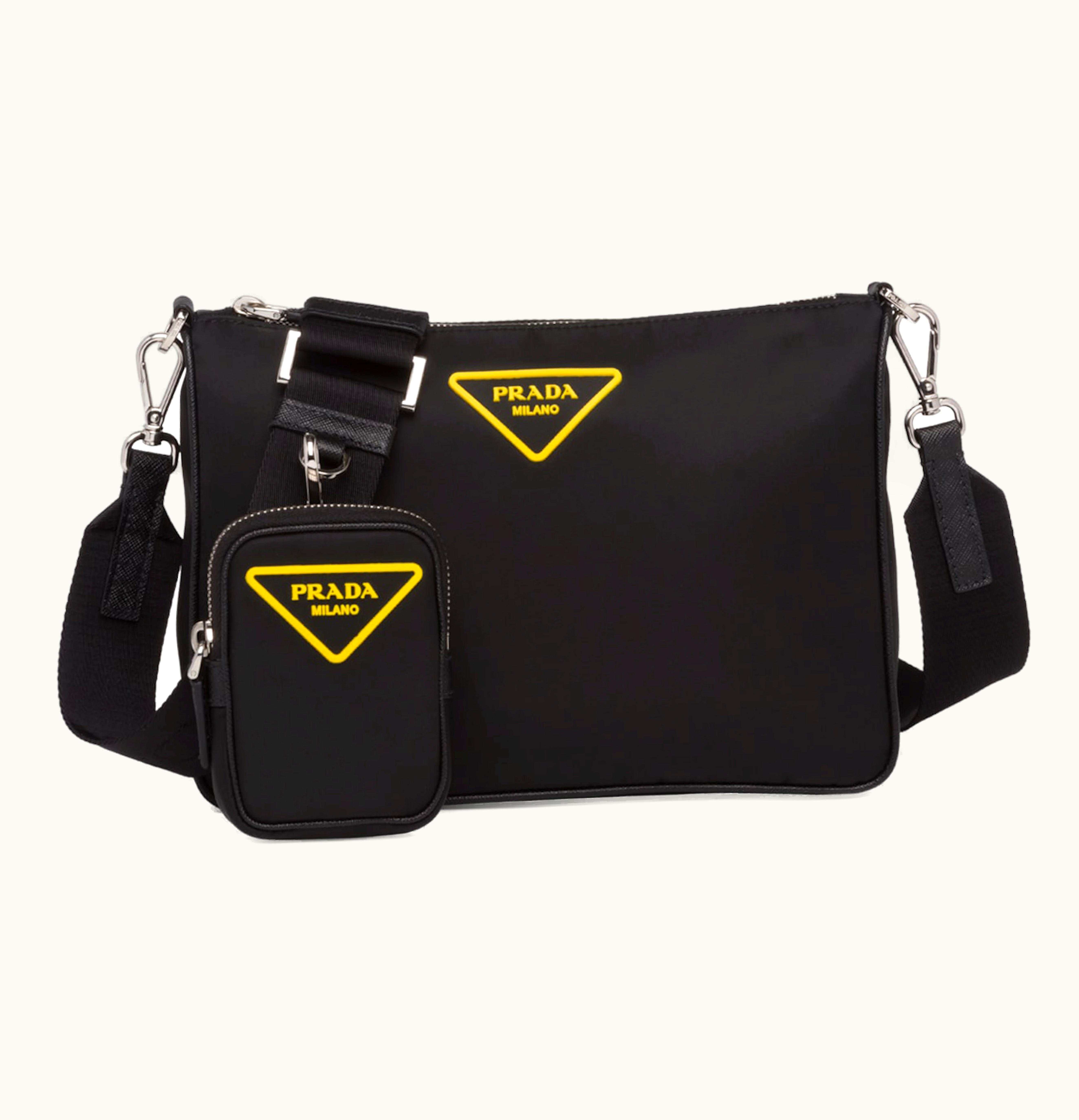 Prada Prada Crossbody Bag Nylon Silver tone Black Yellow