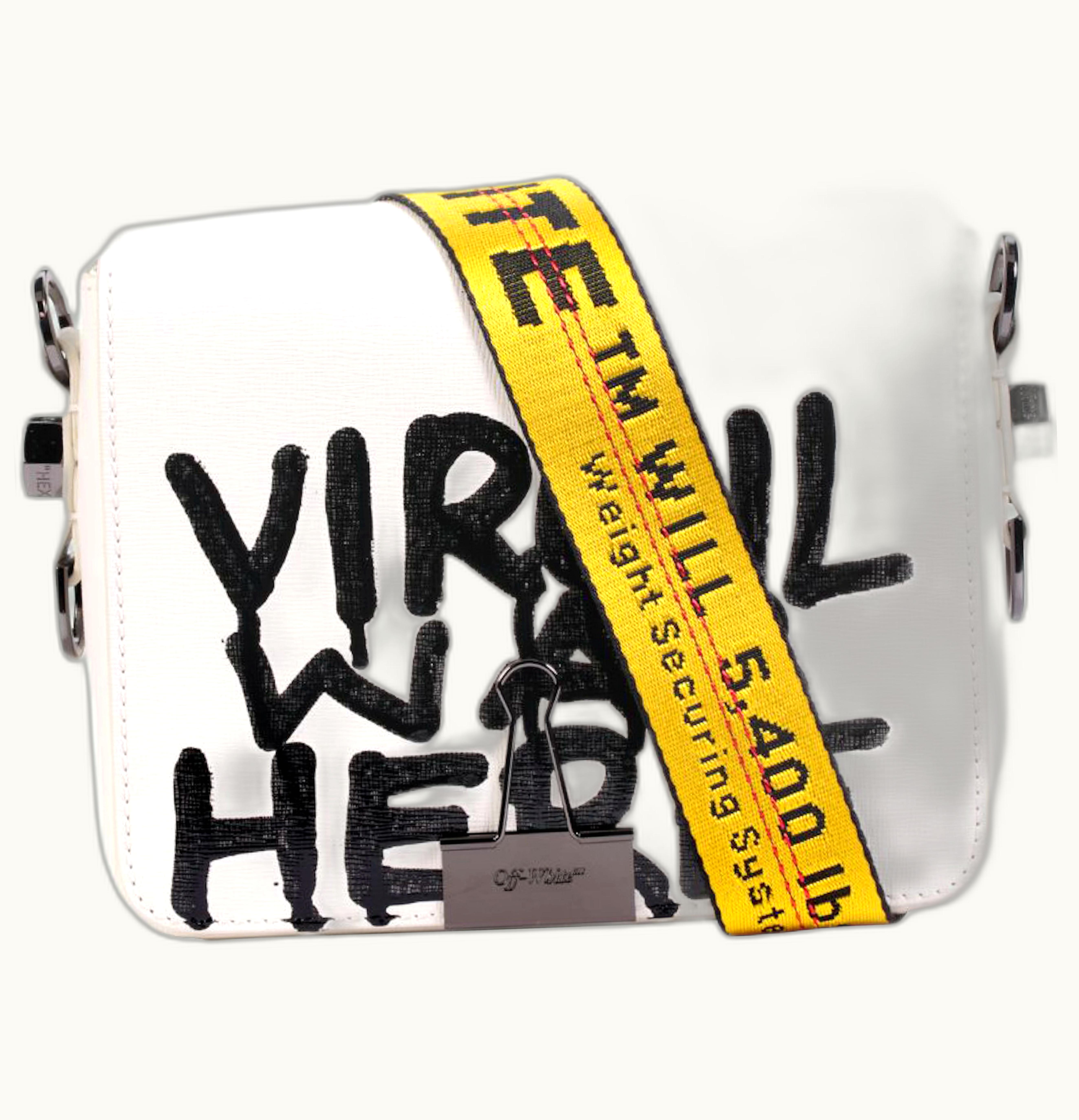 OFF-WHITE OFF WHITE Binder Clip Bag Virgil Was Here White Yellow