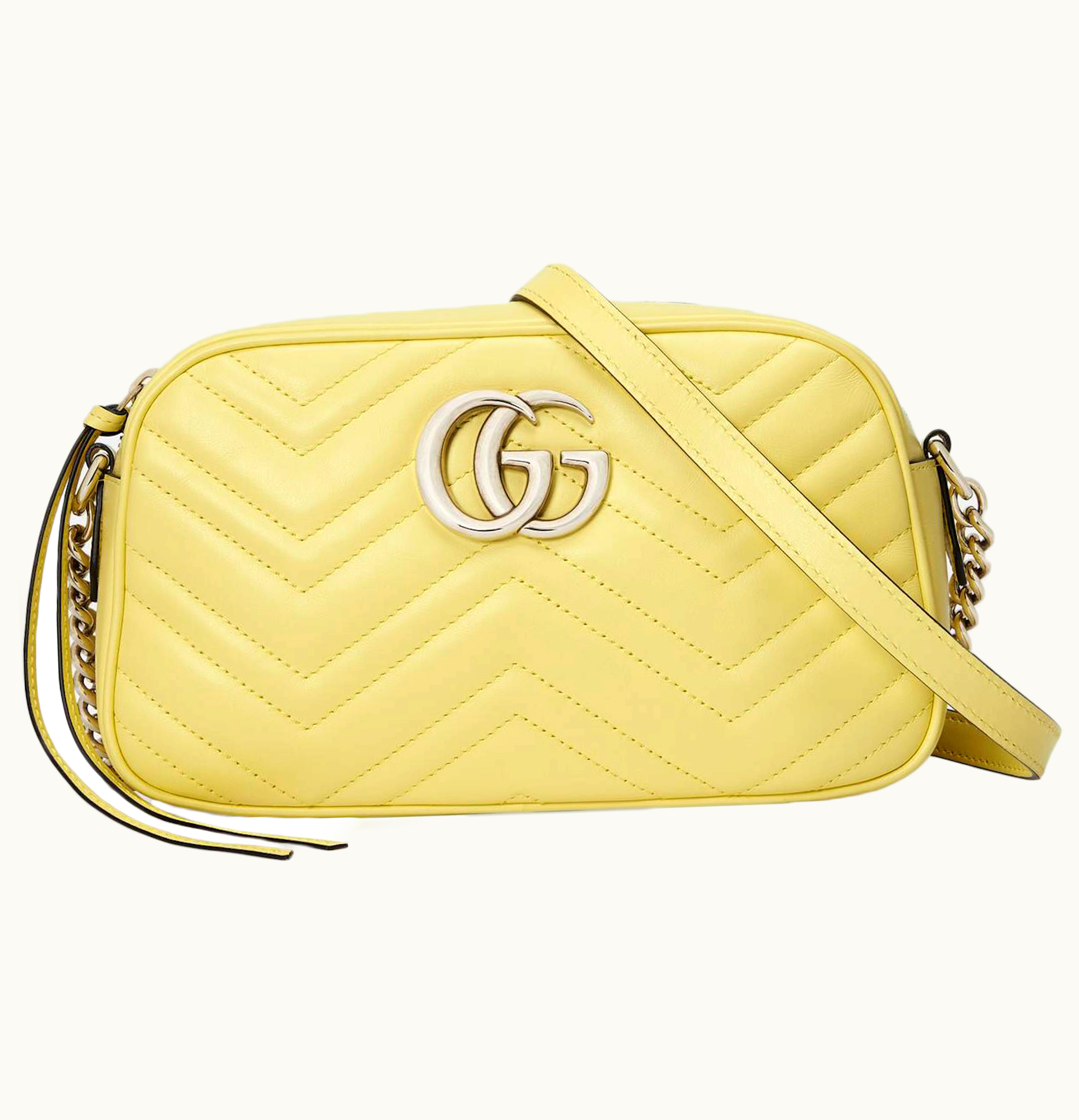 Gucci Gucci Marmont Zip Around Shoulder Bag GG Small Pastel Yellow