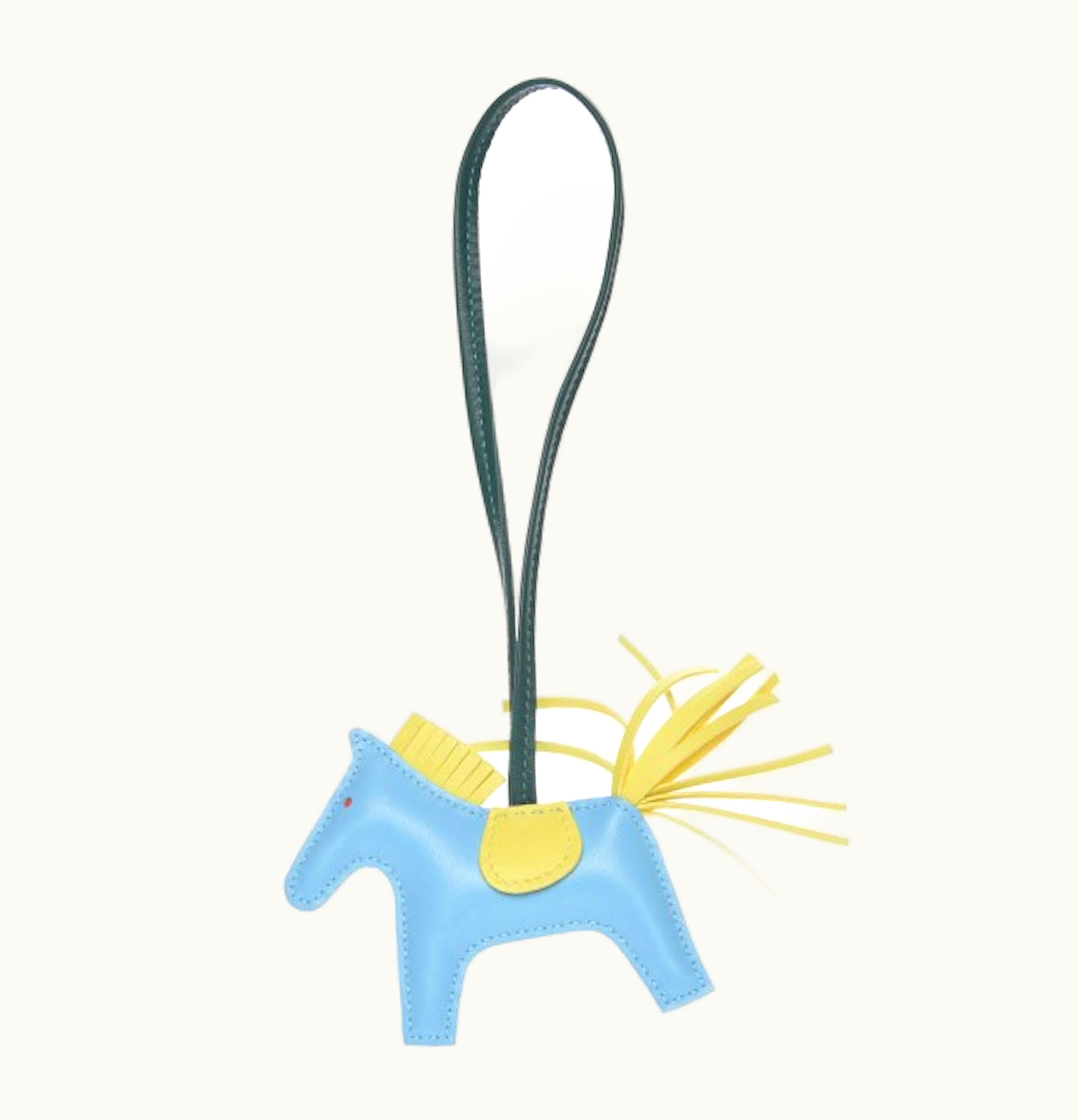 Hermès Hermes Bag Charm Rodeo House Milo PM Bleu Celeste Lime Malachite