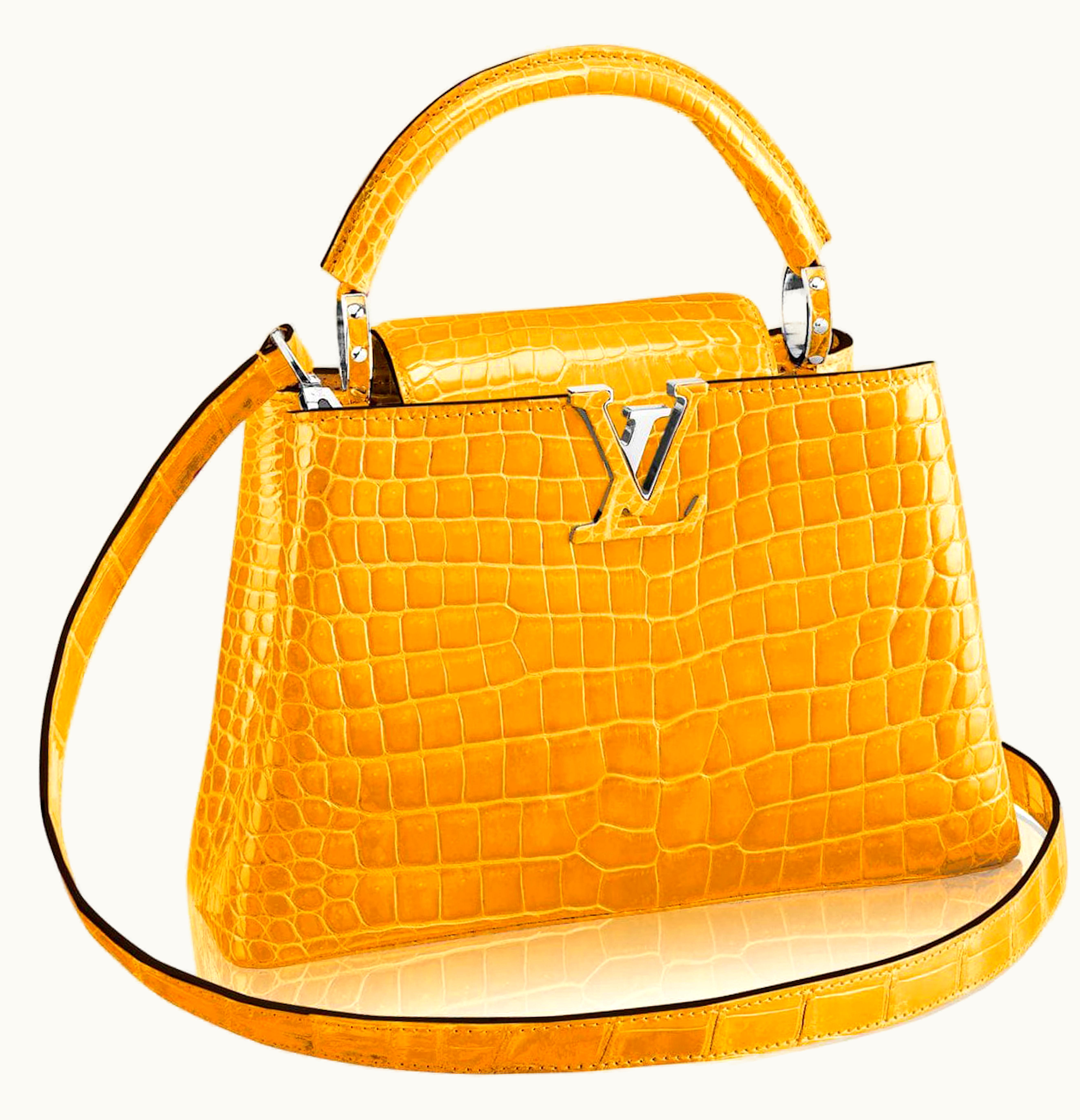 Louis Vuitton Louis Vuitton Capucines Crocodile Brillant Silver tone BB Jaune dor