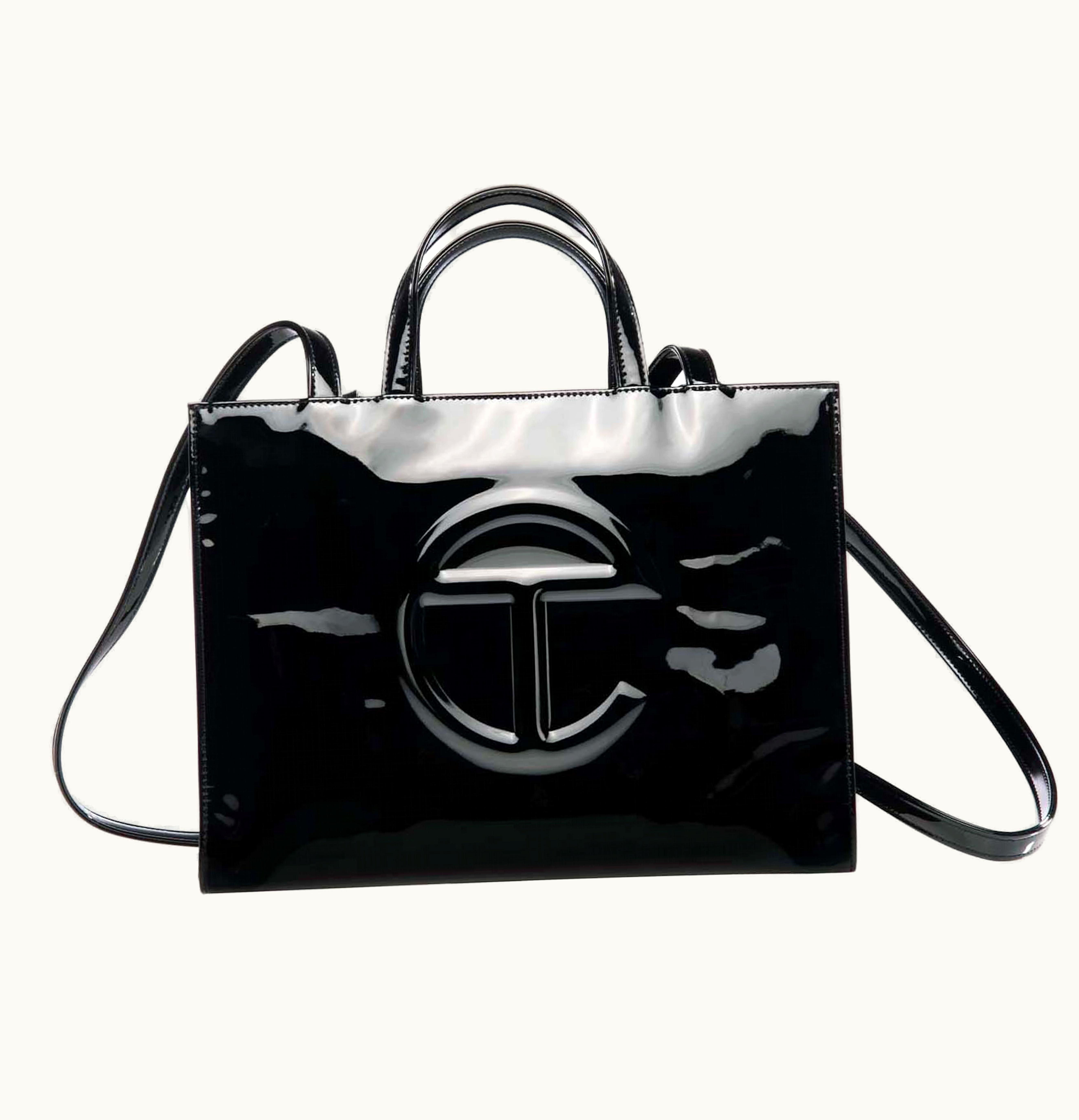Telfar Telfar Medium Patent Shopping Bag Black