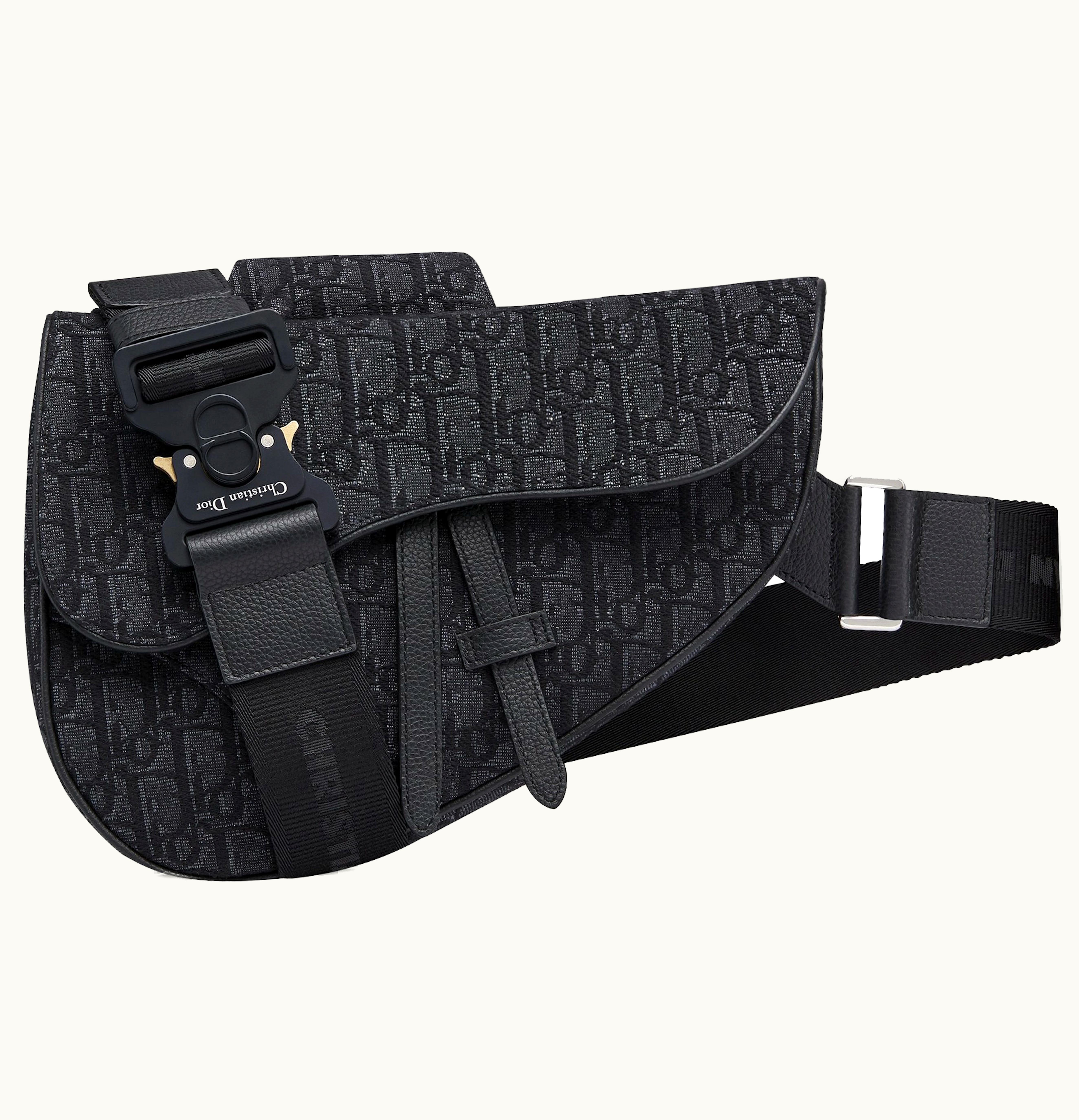 Dior Dior Oblique Saddle Bag Canvas Black