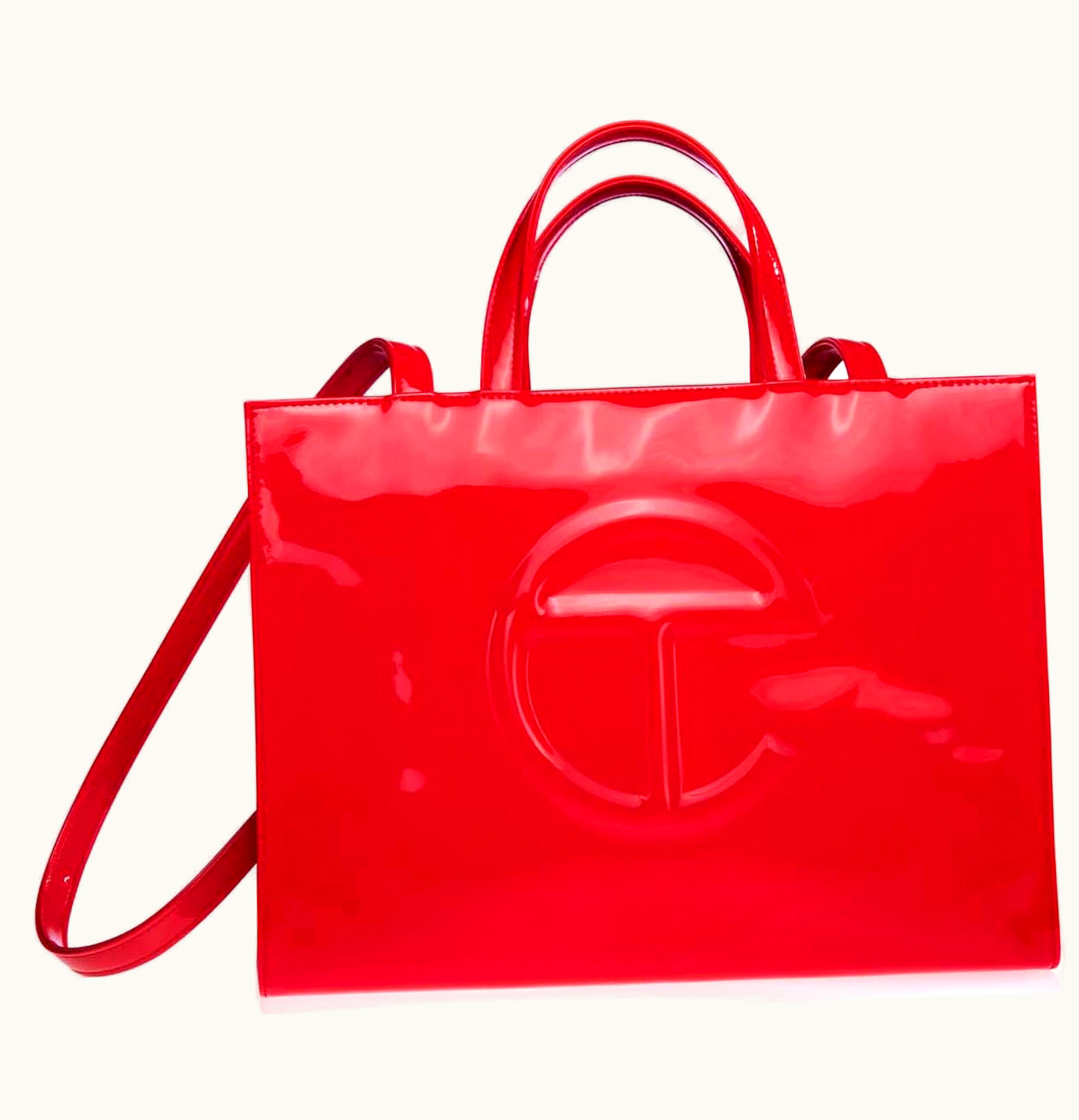 Telfar Telfar Medium Patent Shopping Bag Red