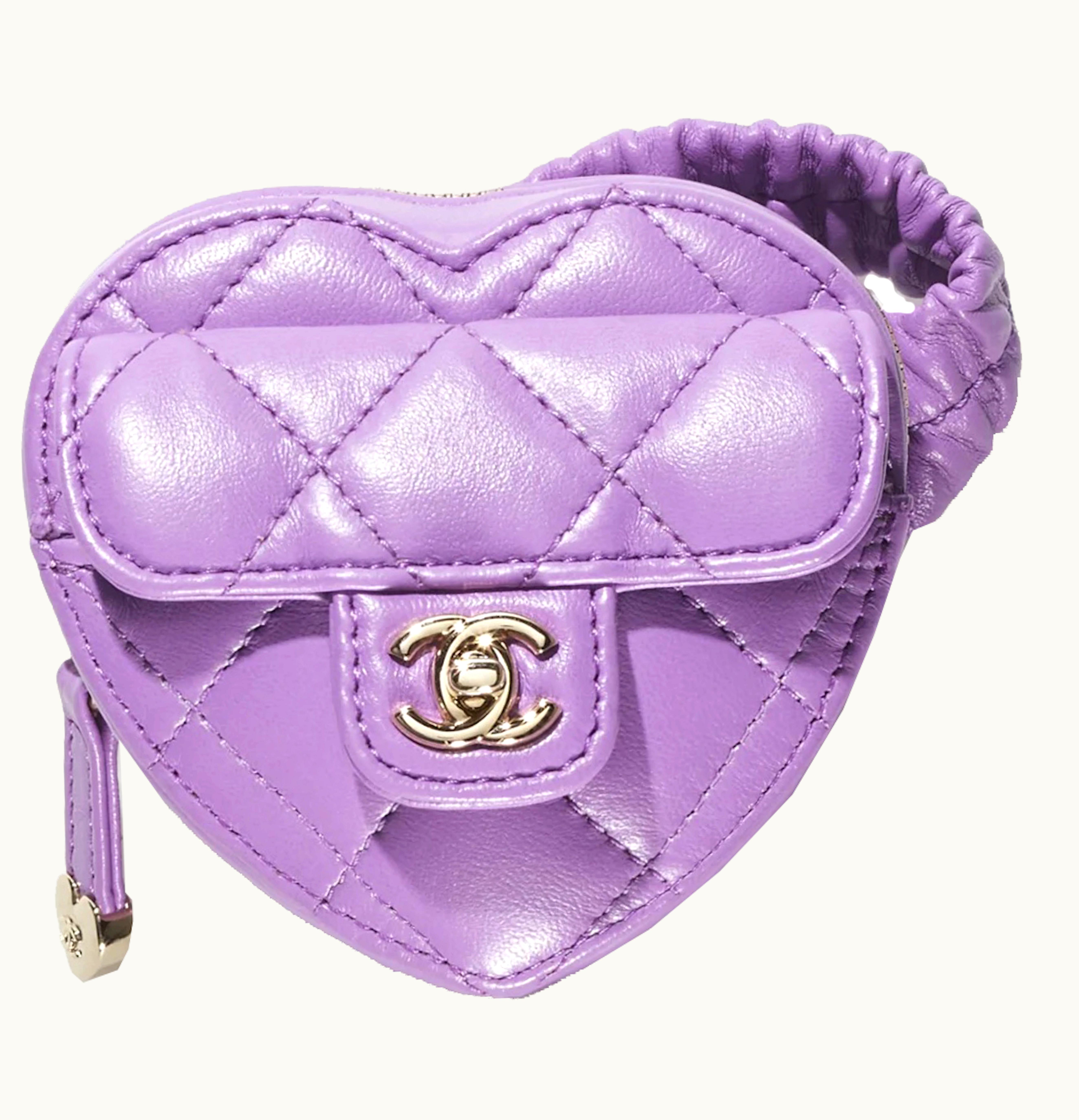 Chanel Chanel Heart Zipped Arm Coin Purse 22S Purple