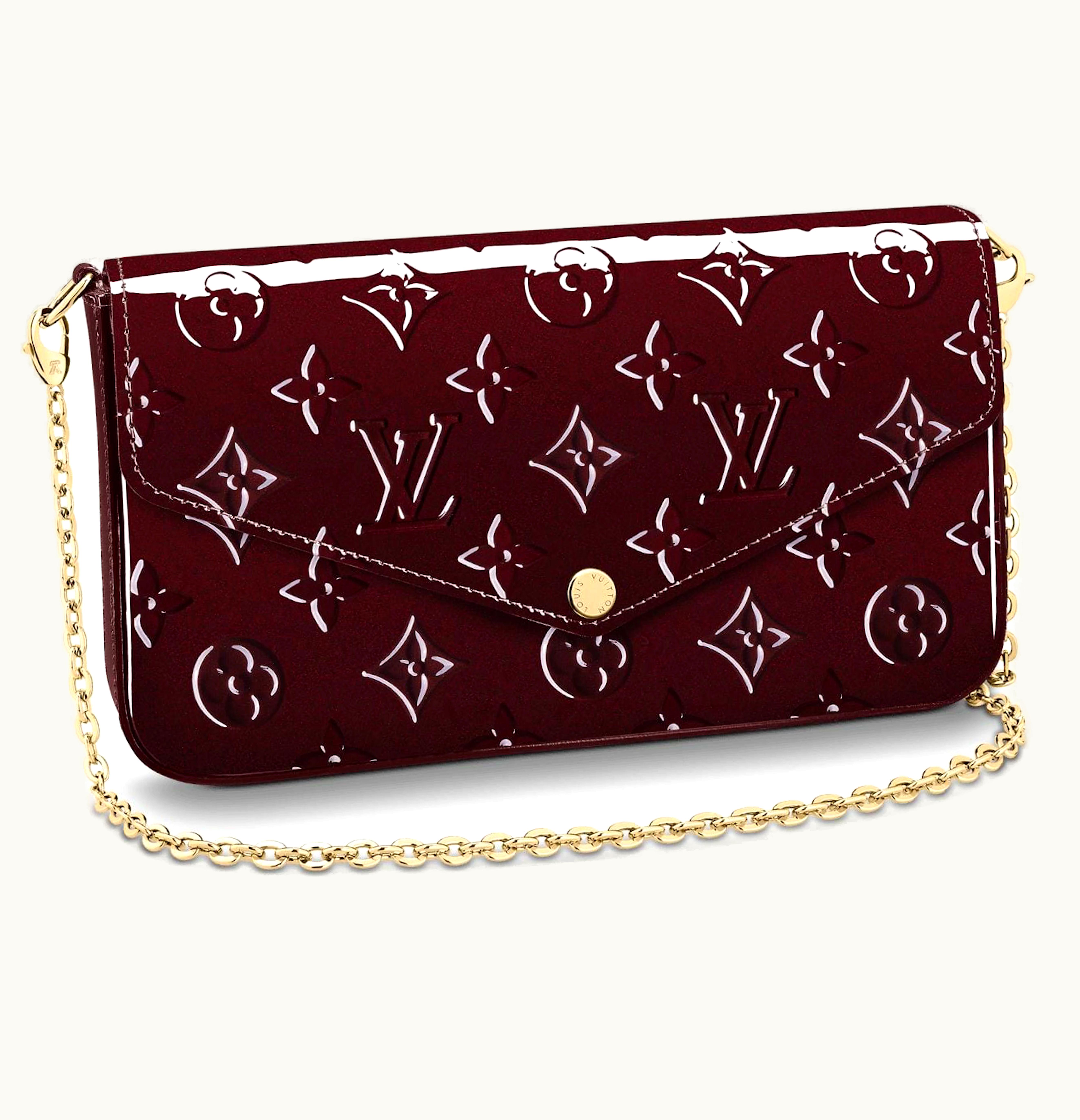 Louis Vuitton Louis Vuitton Pochette Felicie Monogram Vernis Without Accessories Amarante