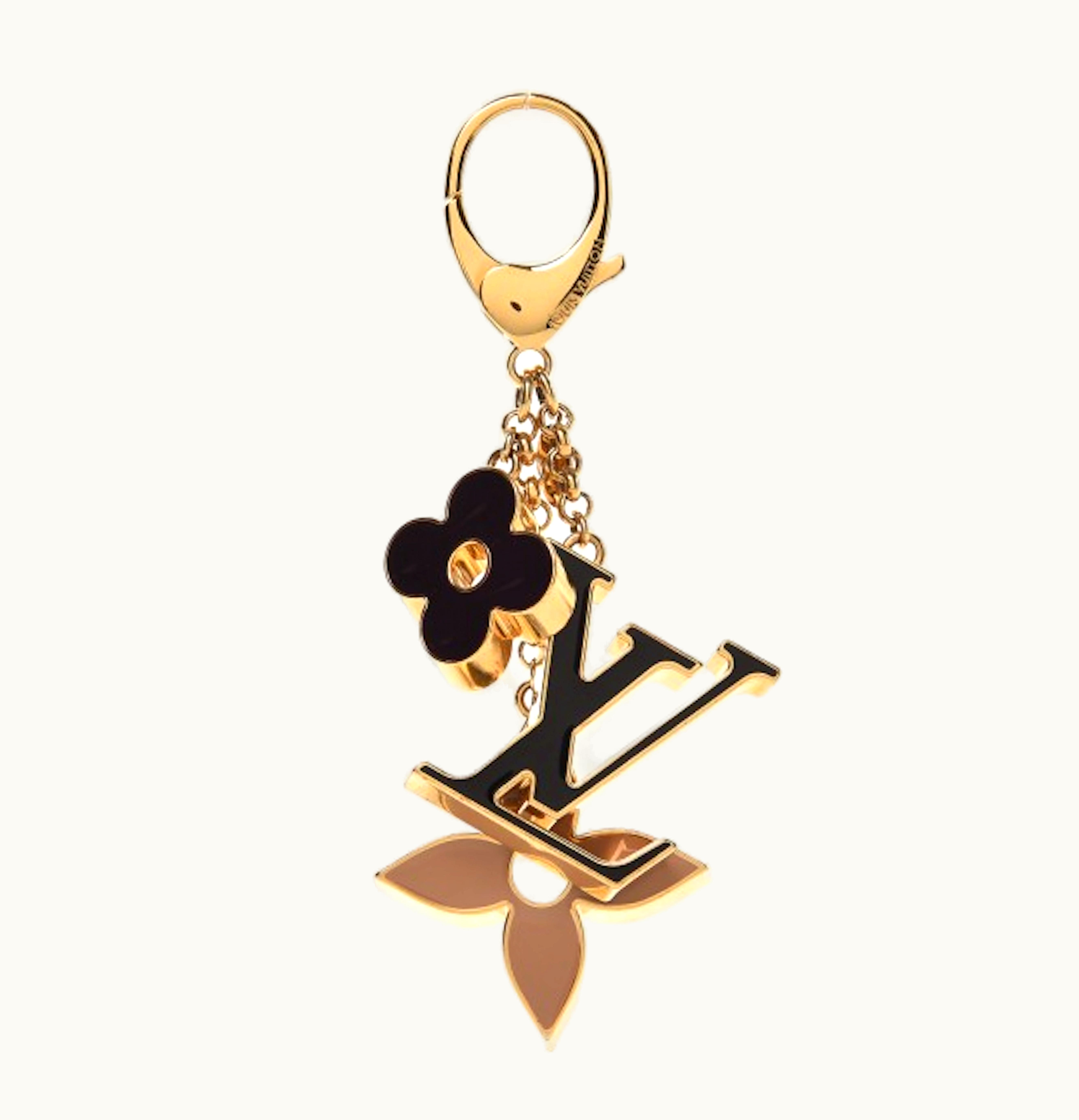 Louis Vuitton Louis Vuitton Bag Charm Fleur De Monogram Dore Black Deep Purple Beige