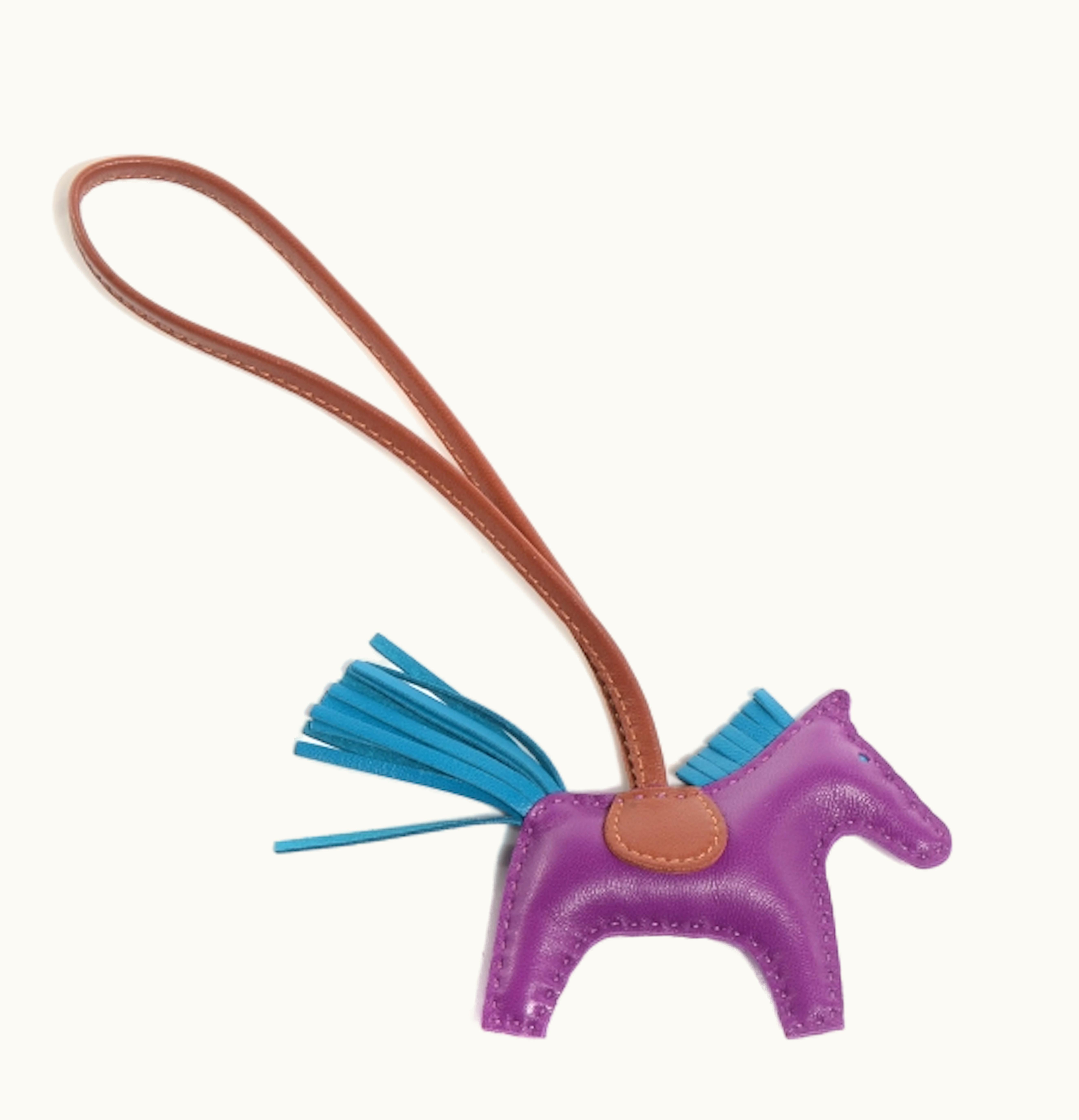 Hermès Hermes Bag Charm Milo Rodeo Horse Lambskin PM Anemone Bleu Izmir Fauve