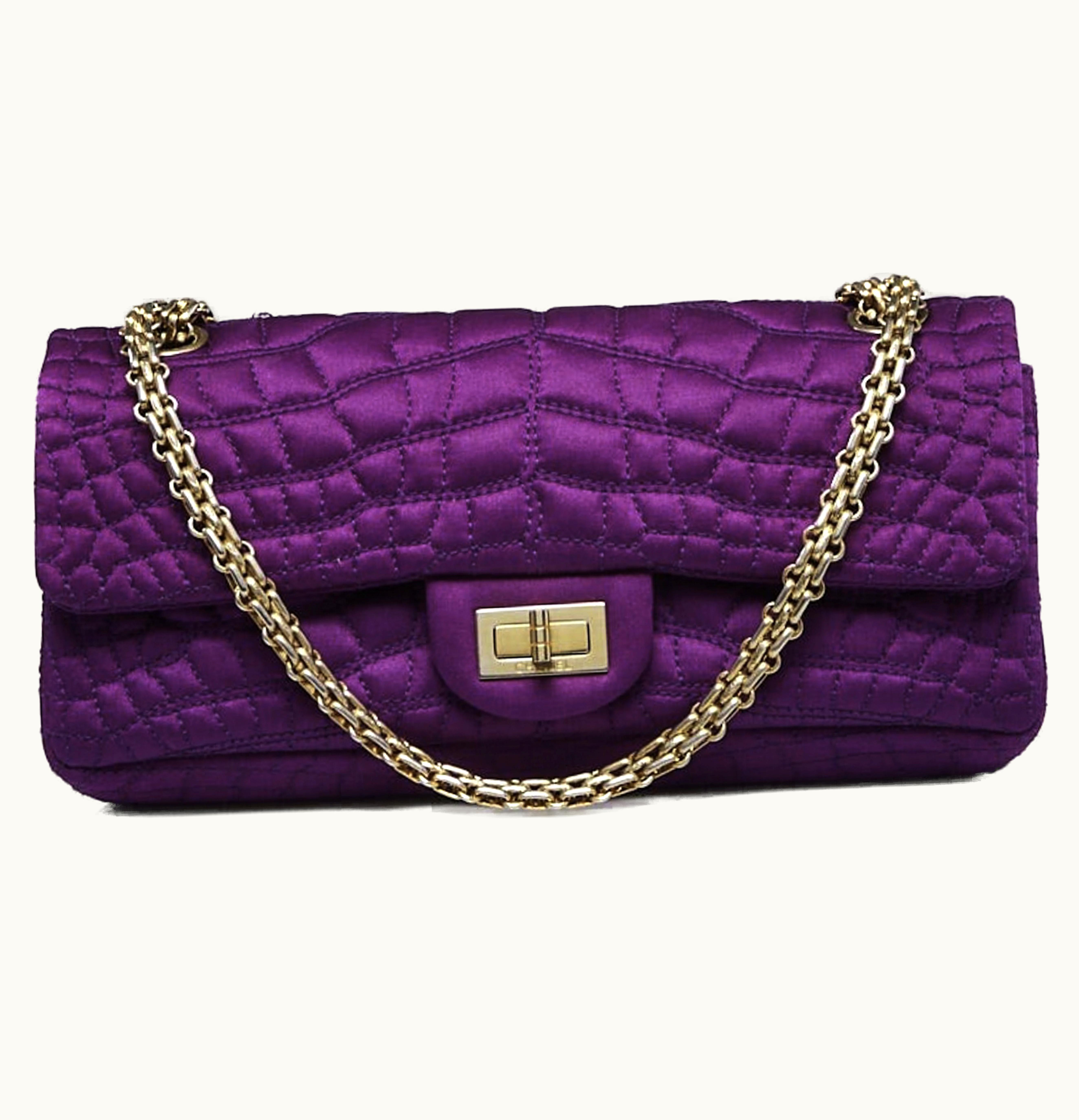 Chanel Chanel Flap Reissue 255 East West Quilted Satin Purple
