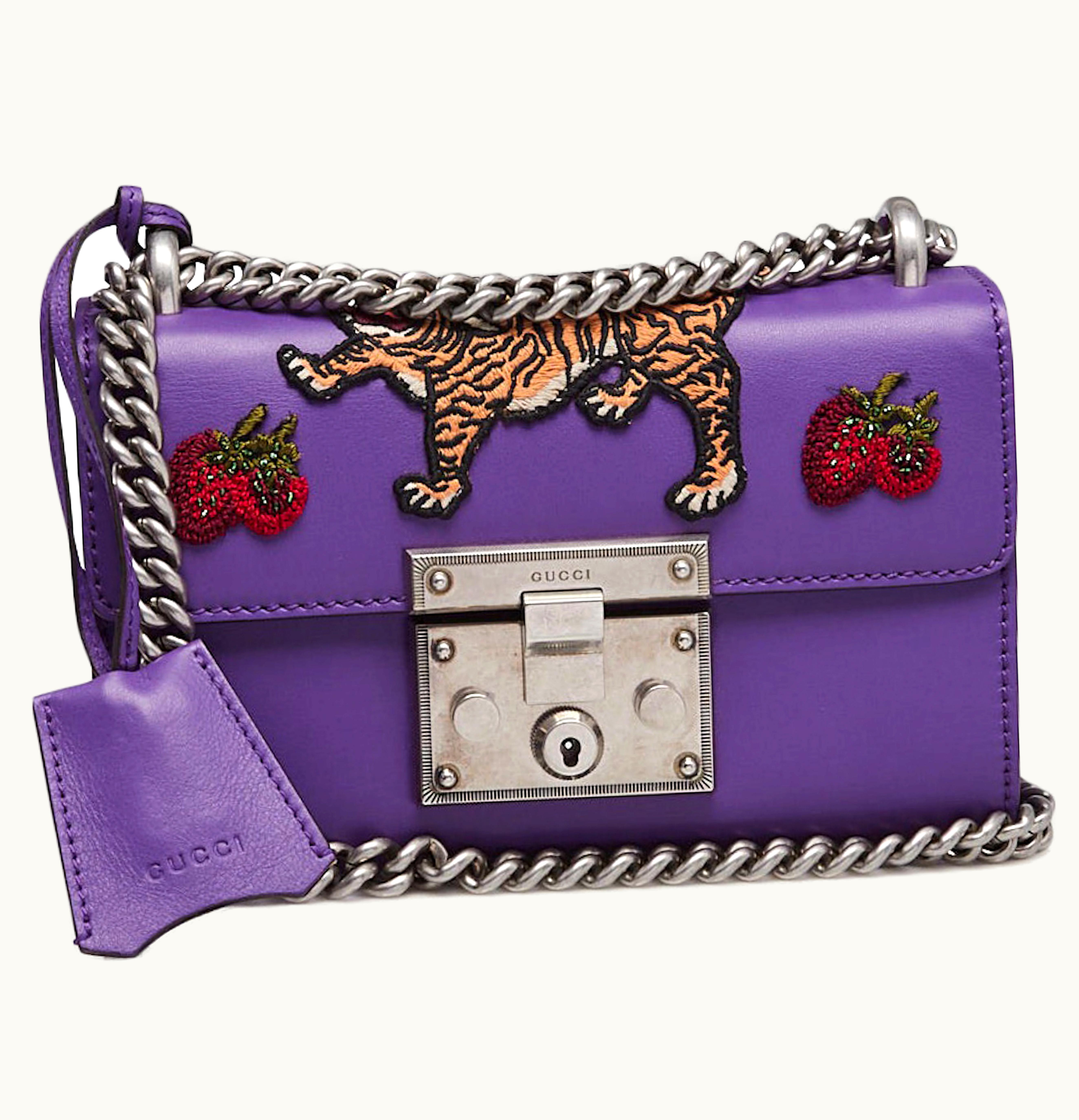 Gucci Gucci Padlock Embroidered Tiger Small Purple