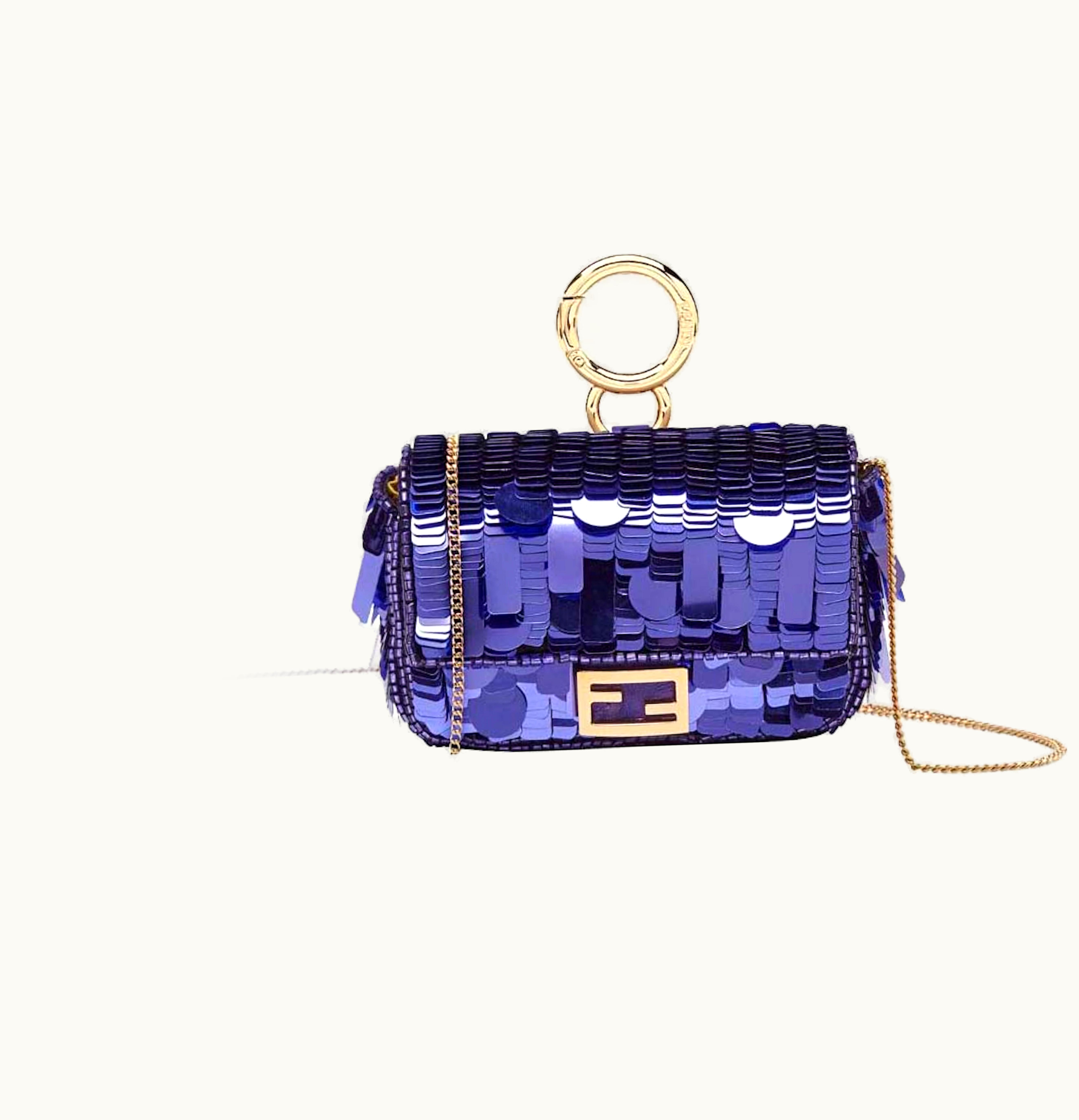 Fendi Fendi Sequin Nano Baguette Charm Purple