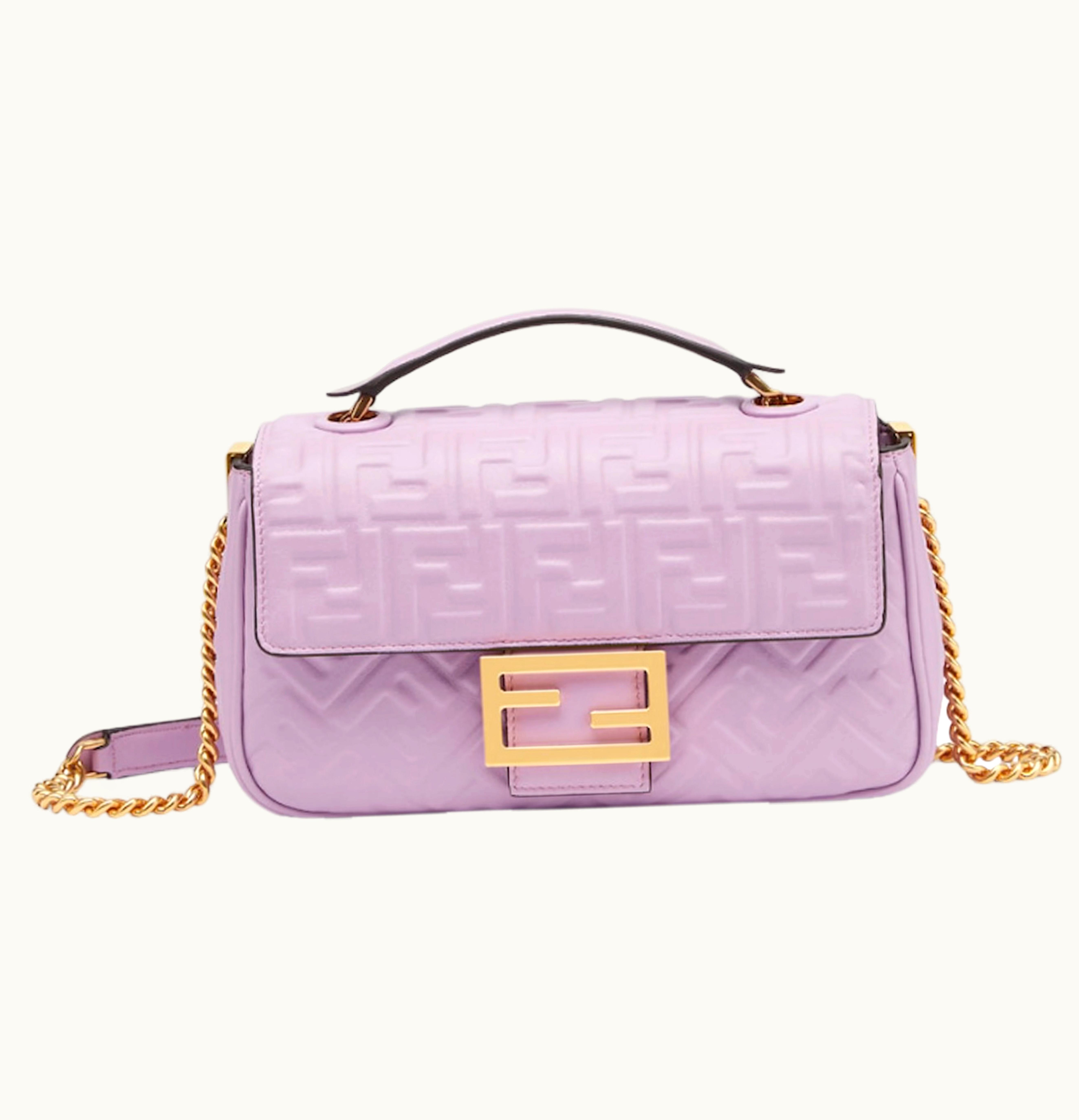 Fendi Fendi Chain Baguette Midi 3D FF Motif Lilac