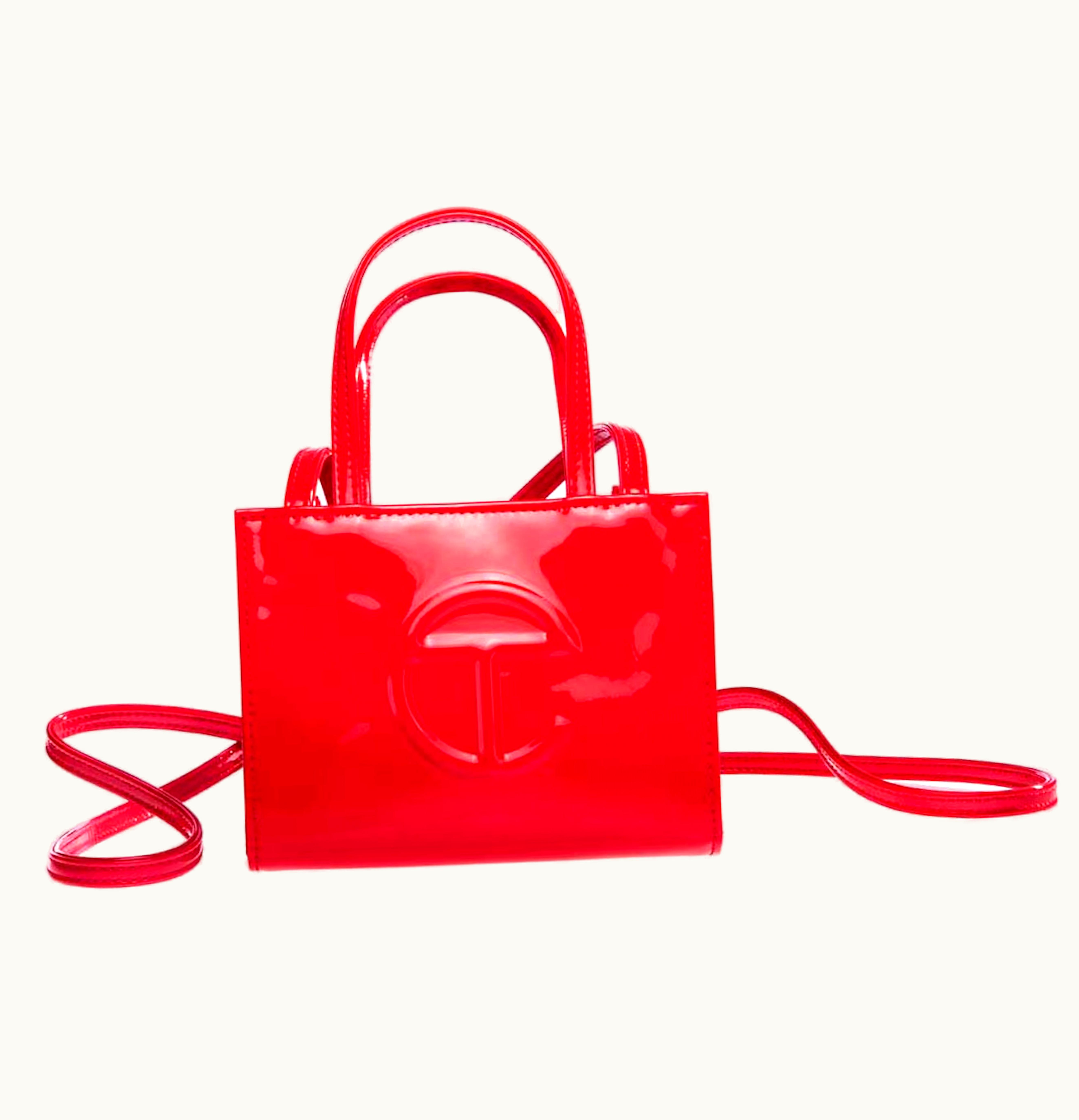 Telfar Telfar Small Patent Shopping Bag Red