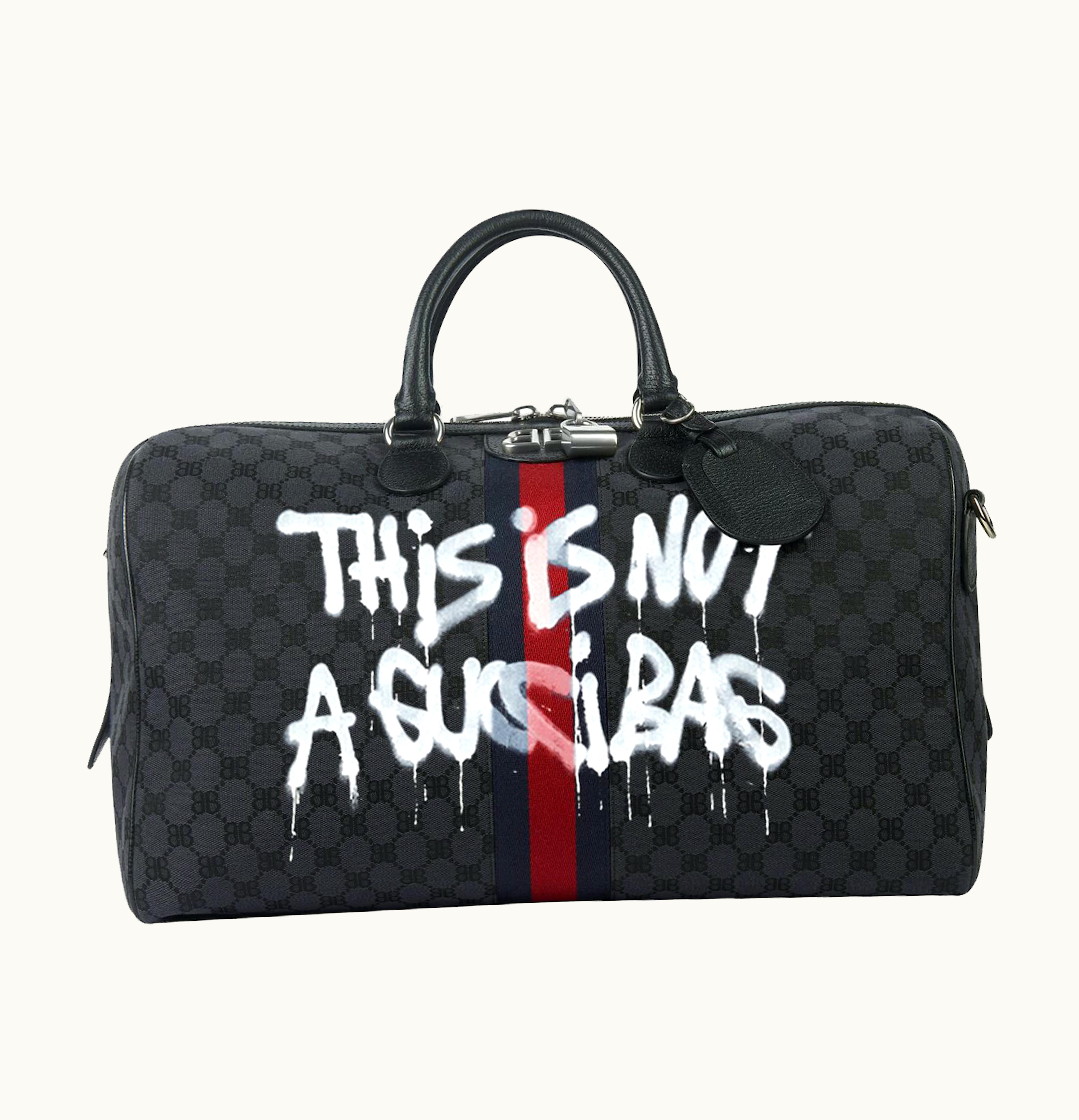 Gucci Gucci x Balenciaga The Hacker Project Graffiti Medium Duffle Bag Black