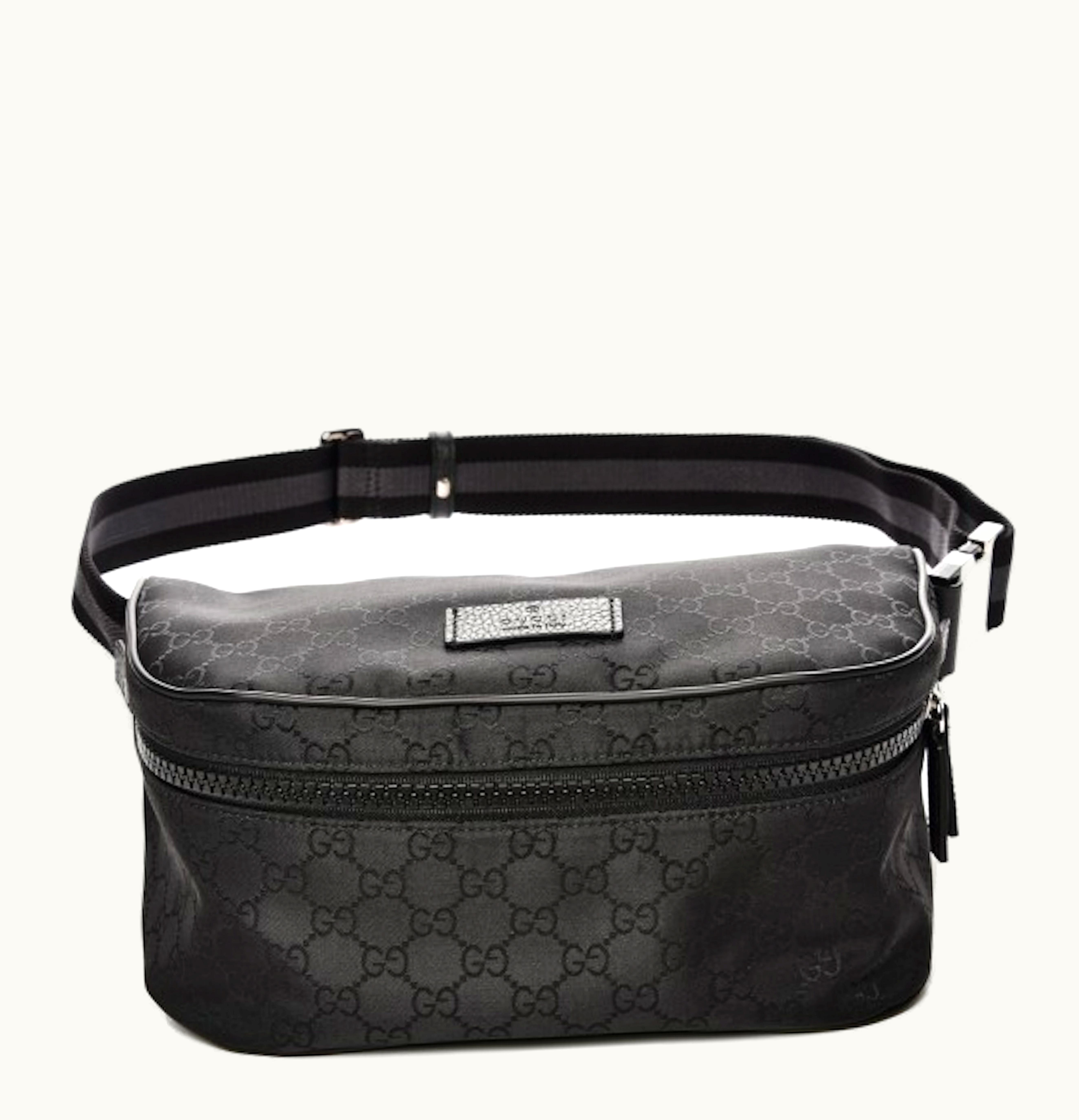 Gucci Gucci Belt Fanny Pack Monogram Nylon Canvas Black
