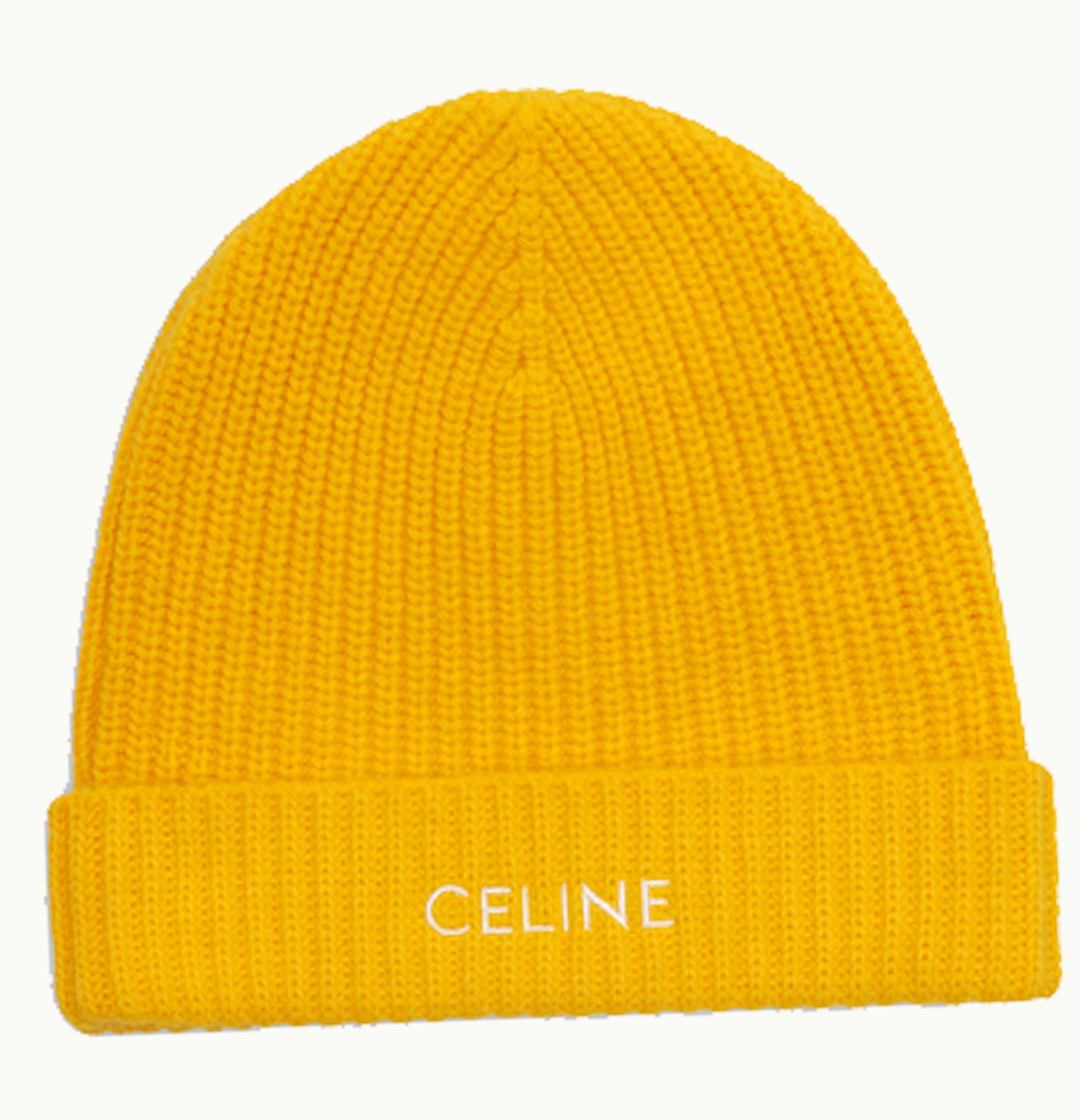 Celine Celine Embroidered Wool and Angora Beanie Yellow