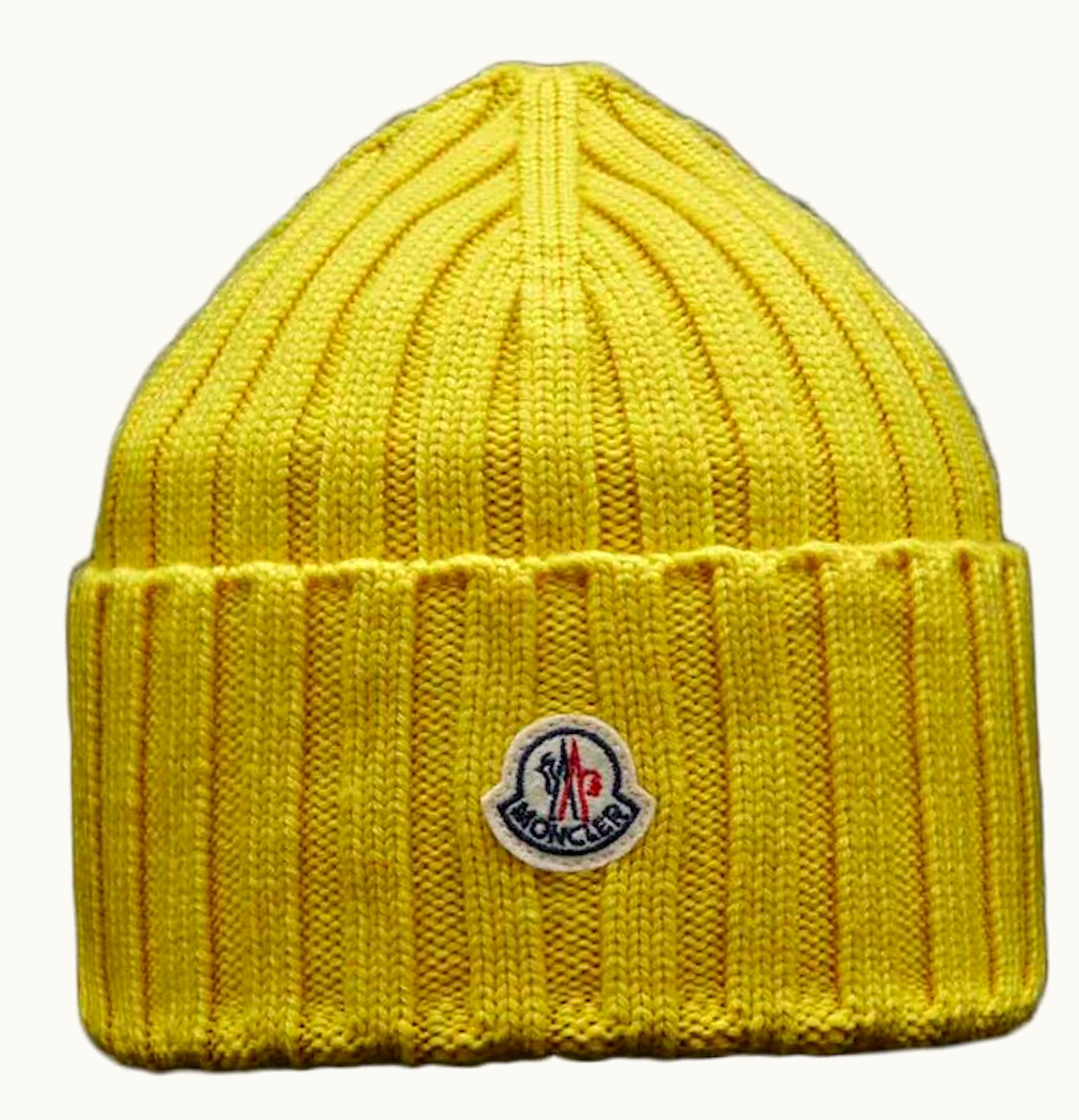 Moncler Moncler Ribbed Knit Beanie Yellow