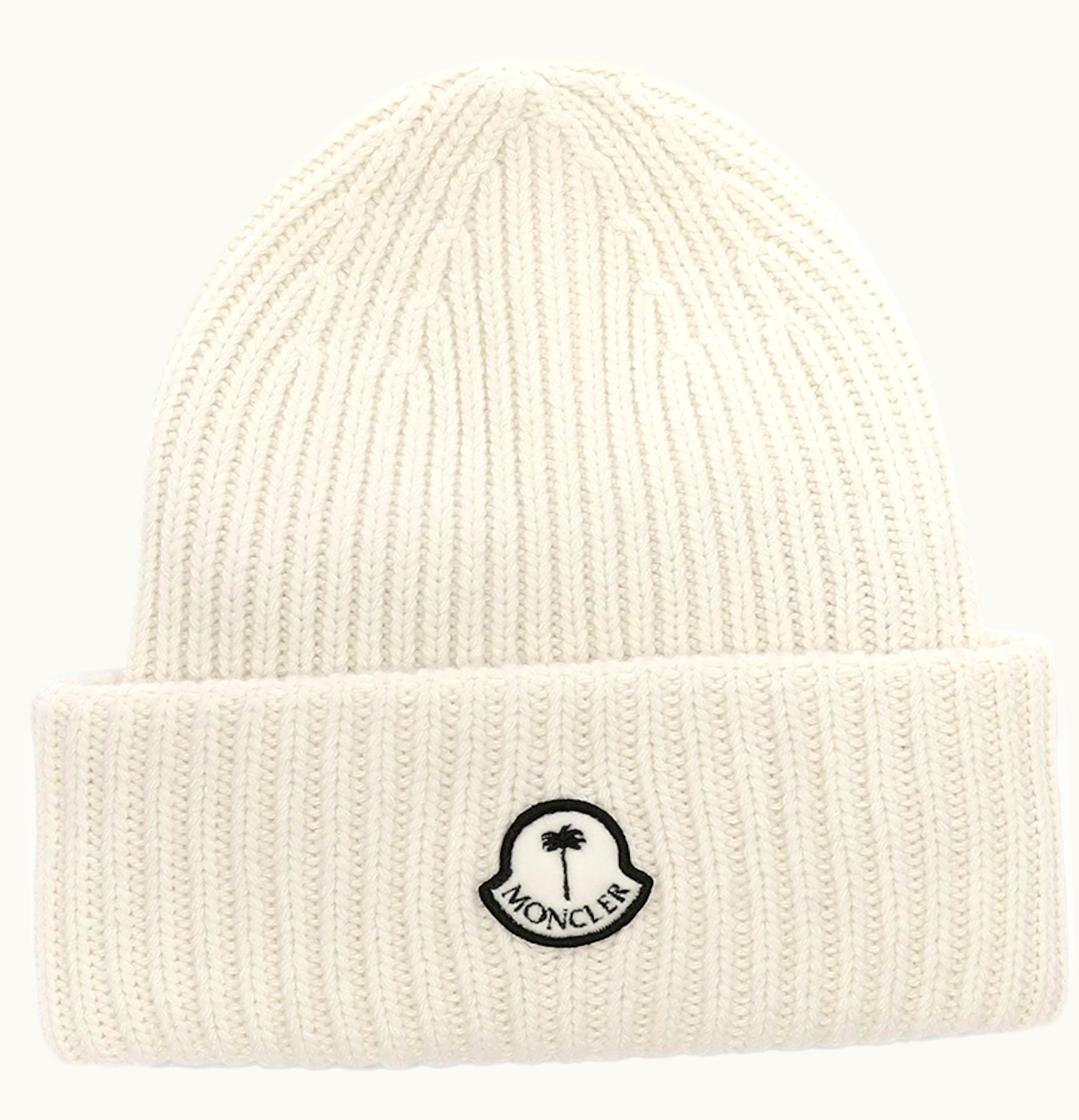 Moncler Moncler x Palm Angels Patched Ribbed Beanie White