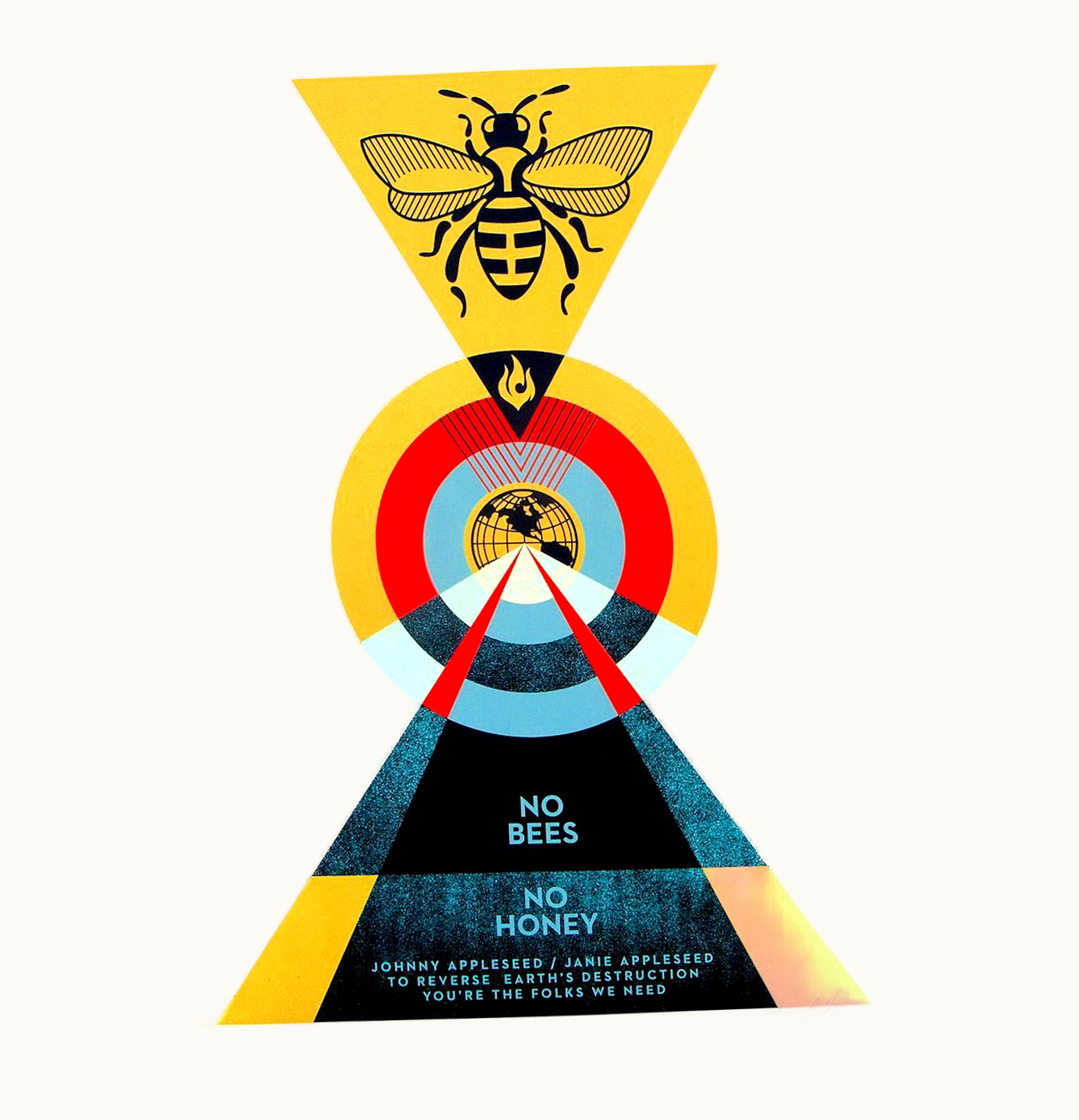 Shepard Fairey Shepard Fairey No Bees No Honey Print Signed Edition of 325 Yellow