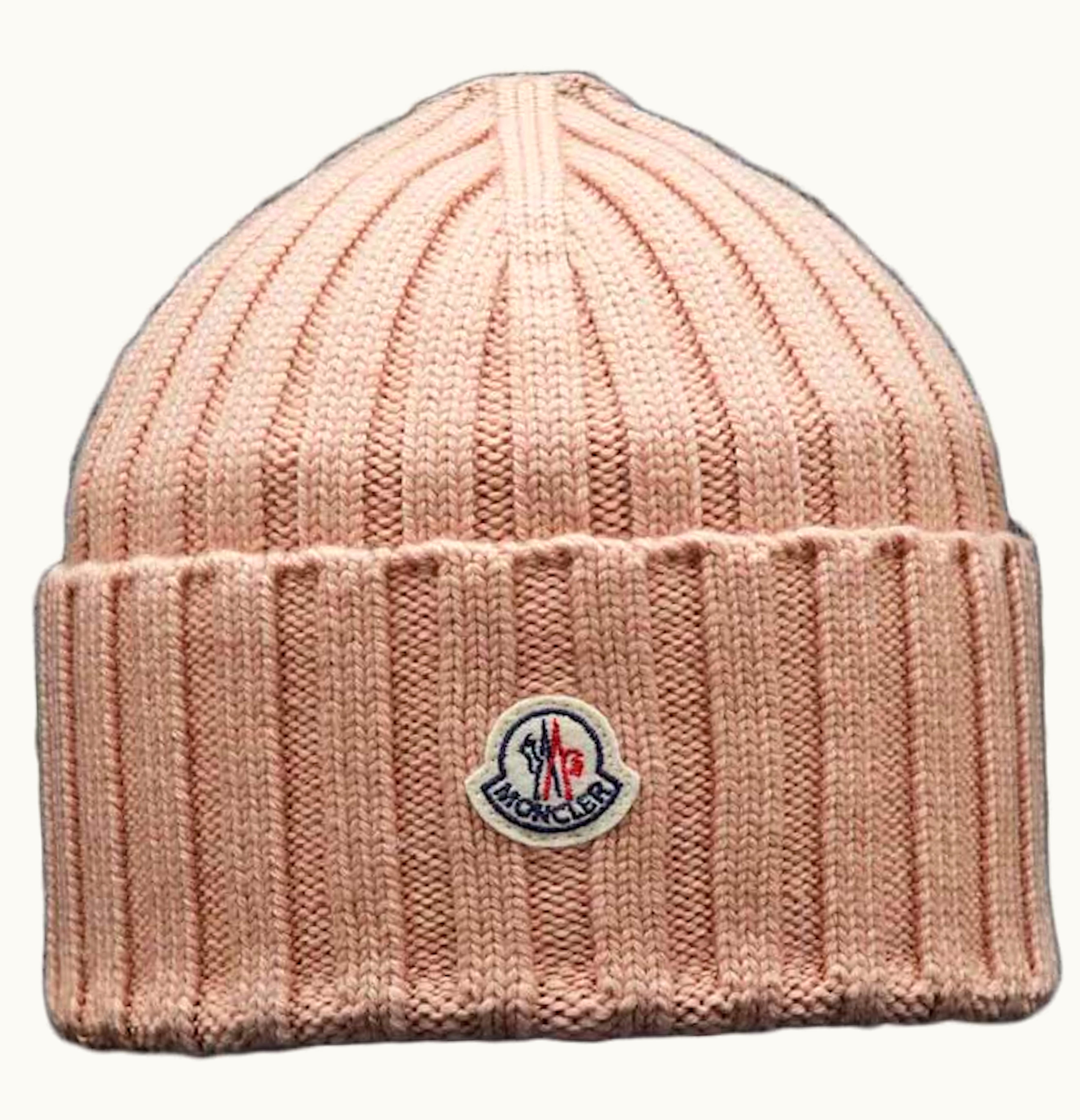 Moncler Moncler Ribbed Knit Beanie Light Pink