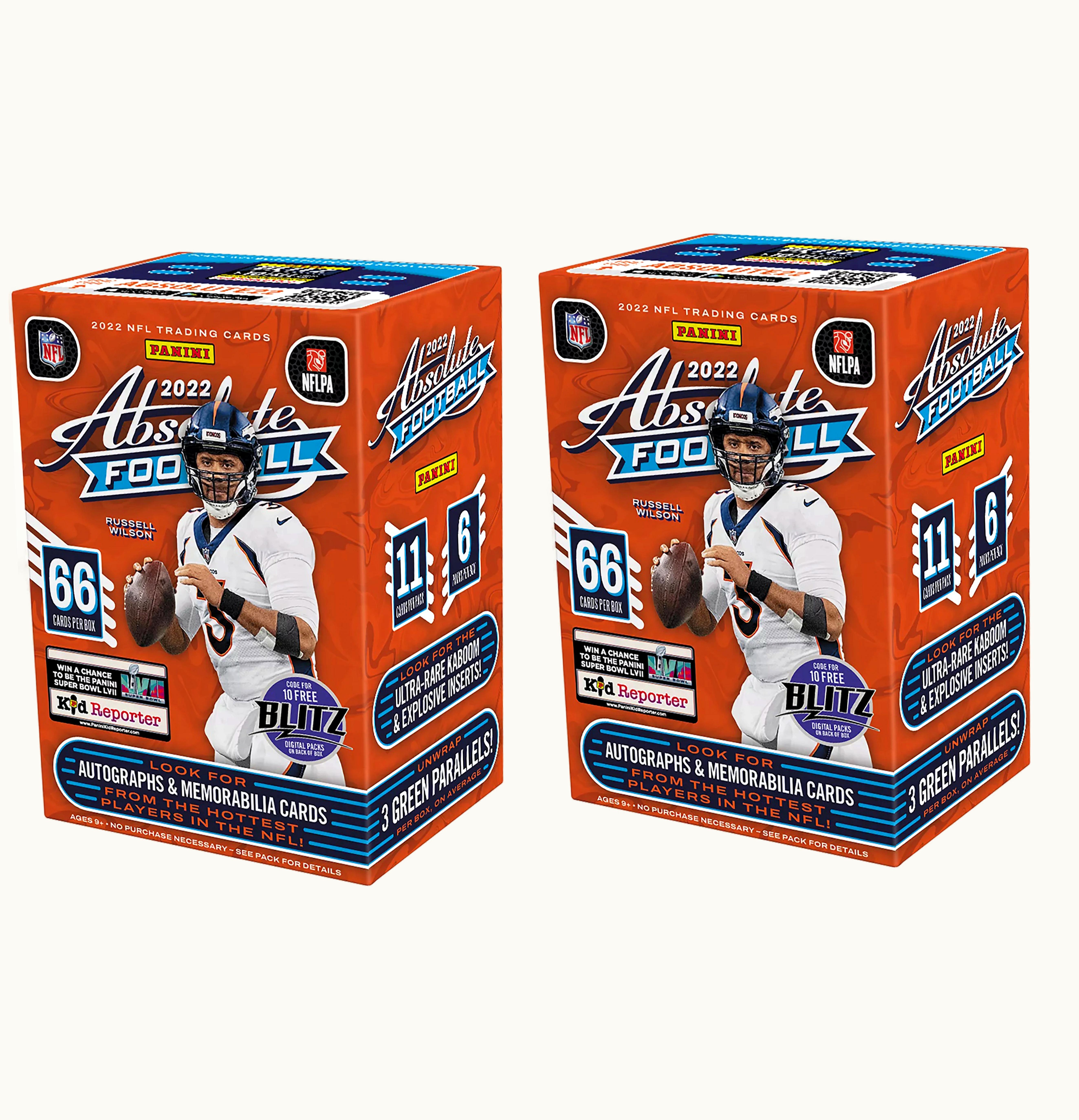 Panini 2022 Panini Absolute Football Blaster Box Green Parallels 2x Lot